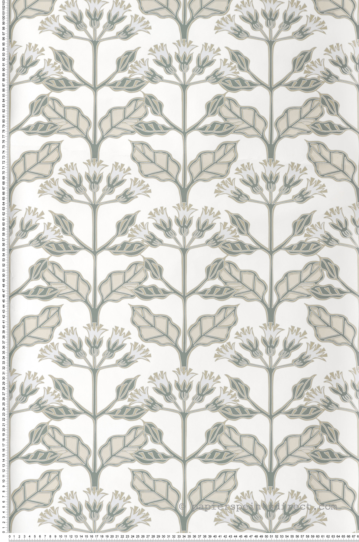 Papier peint Primevère Graphique gris beige - Arts & Crafts d'Initiales | Réf. INI-AC9114