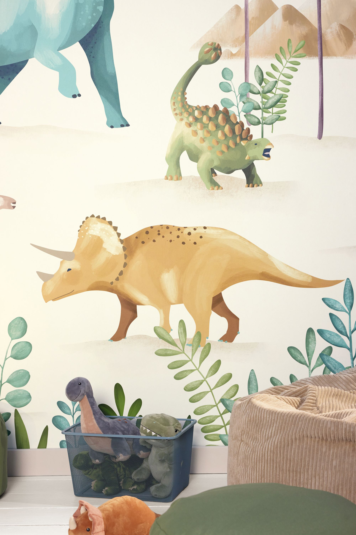 Papier peint panoramique Monde des Dinosaures vert M 250X280 - Les Minis Mondes de Casélio AMB2 | Réf. MNM105774501