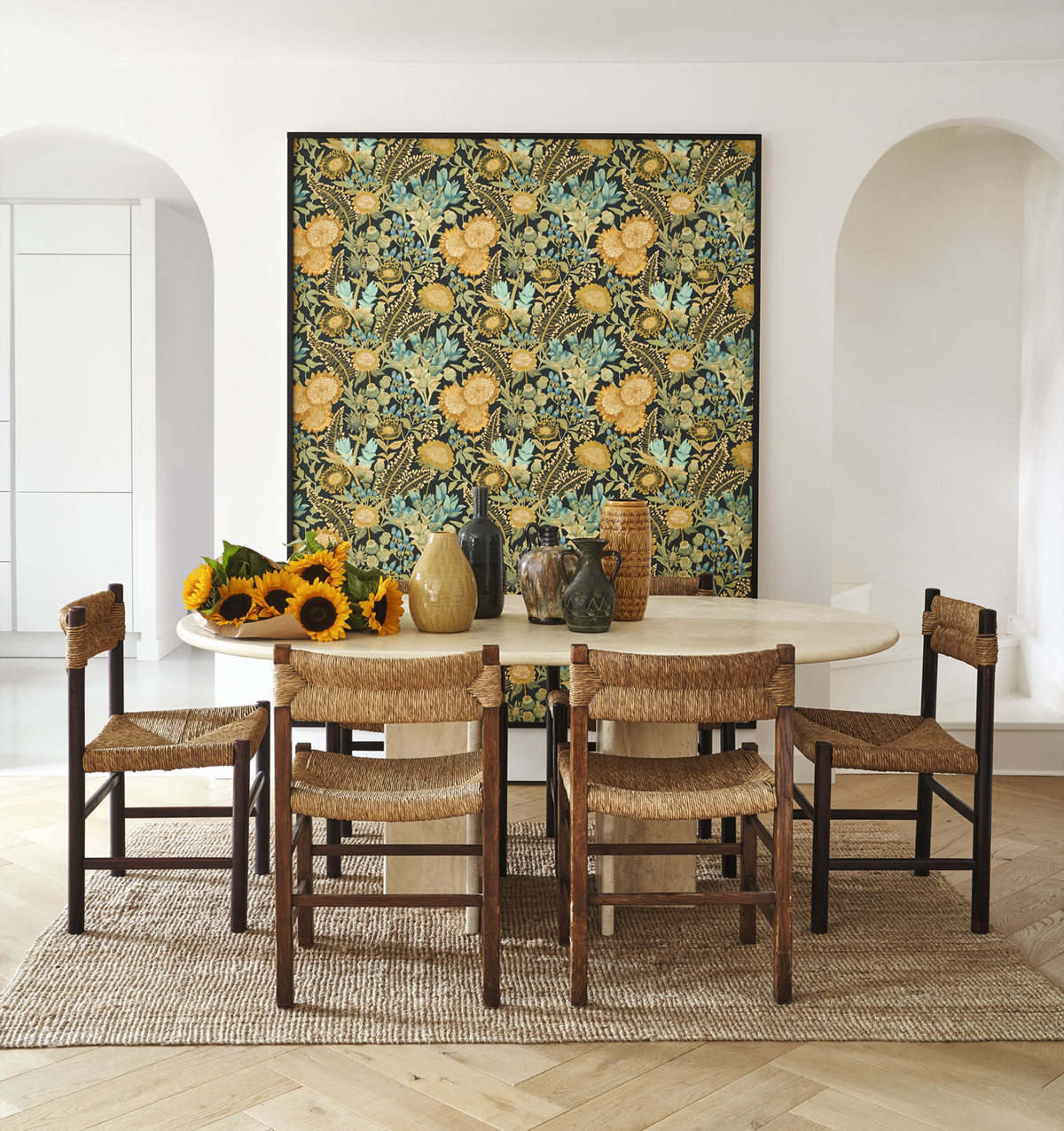 Papier peint Fleur Saint Paul de Vence jaune turquoise - Echappée Belle de Casadéco | Réf. ECHA89816707