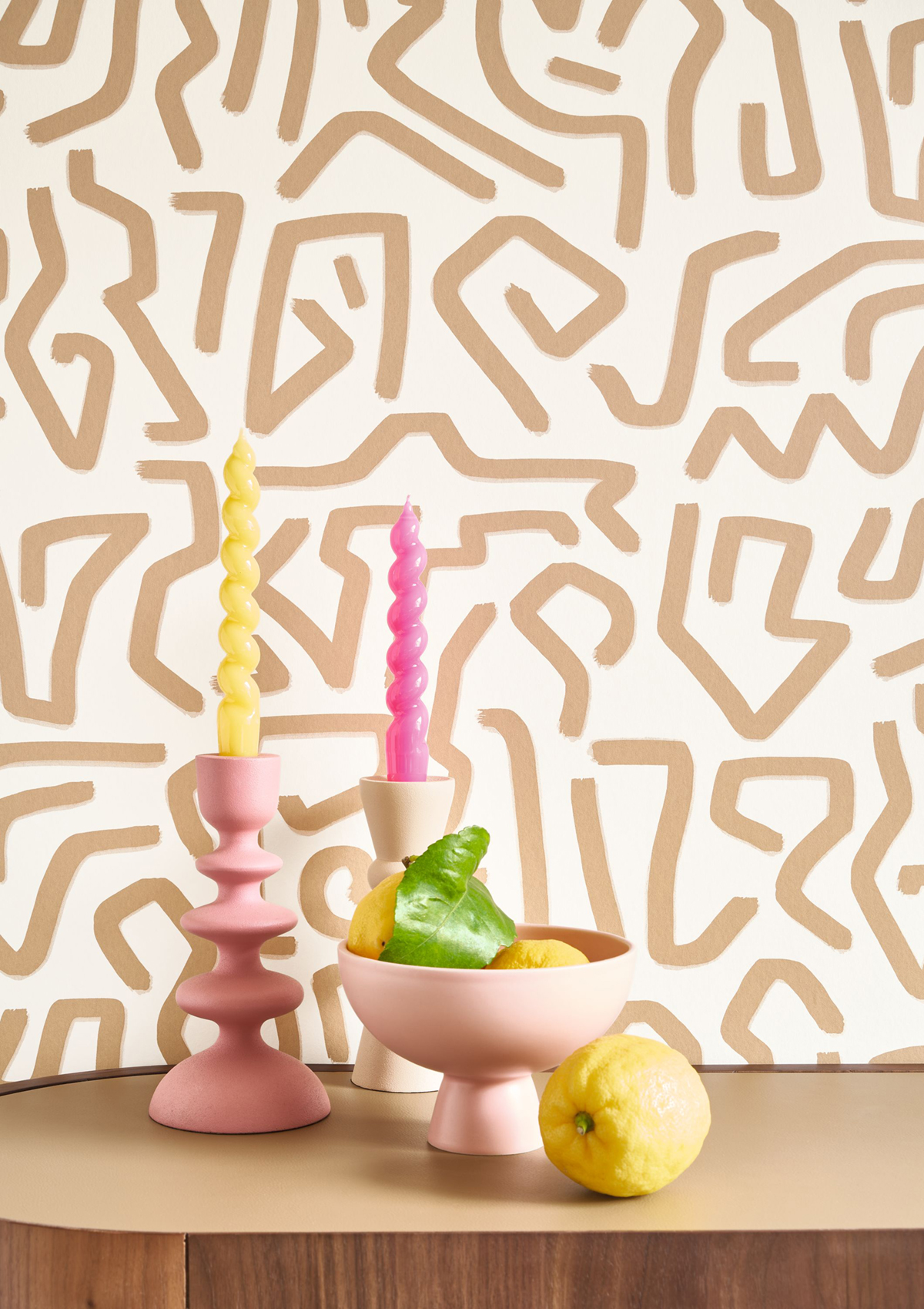 Papier peint Tracés Abstraits Symbol beige blanc - Milano Sixties de Casadéco AMB3| Réf. MISI89351313