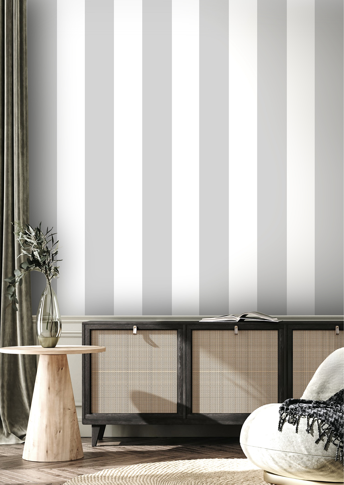 Papier peint Rayure Bicolore gris - Maison Paradis de Lutèce | Réf. LTC-MP15561