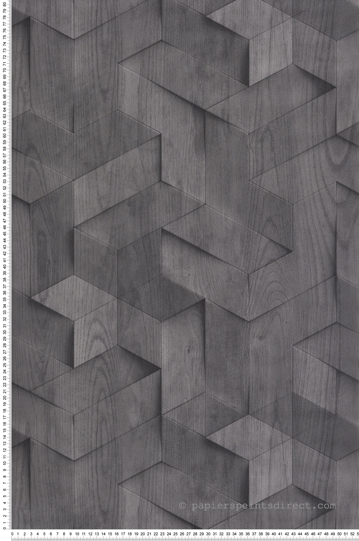 Papier peint Géométrie Bois 3D anthracite - Brut d'Ugépa | Réf. UGP-M74409