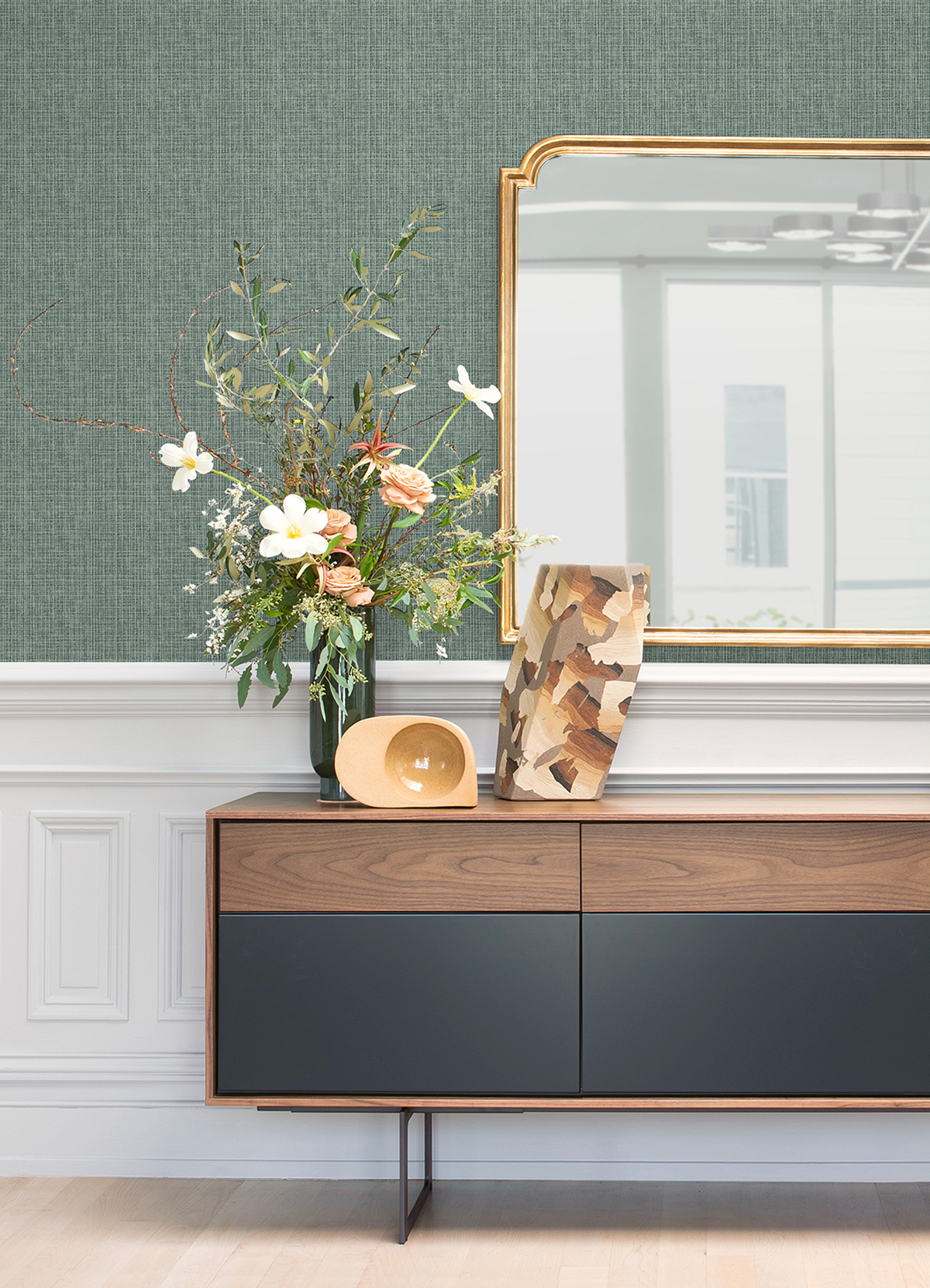 Papier peint Faux Uni Moucheté Kantera vert sapin - Delicatesse de Lutèce AMB2 | Réf. LTC-FD26833