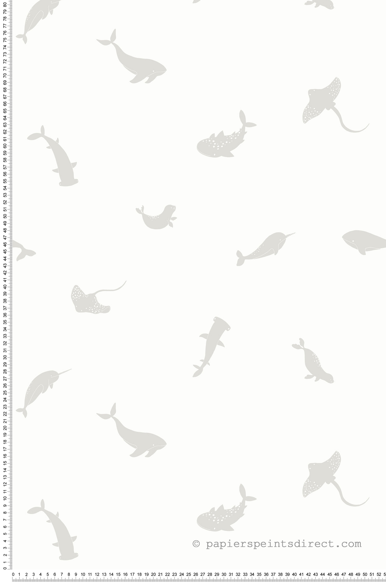 Papier peint Animaux Aquatiques Poetic Sea gris baleine - Once Upon A Time 2 de Casadéco | Réf. OUTD200809229