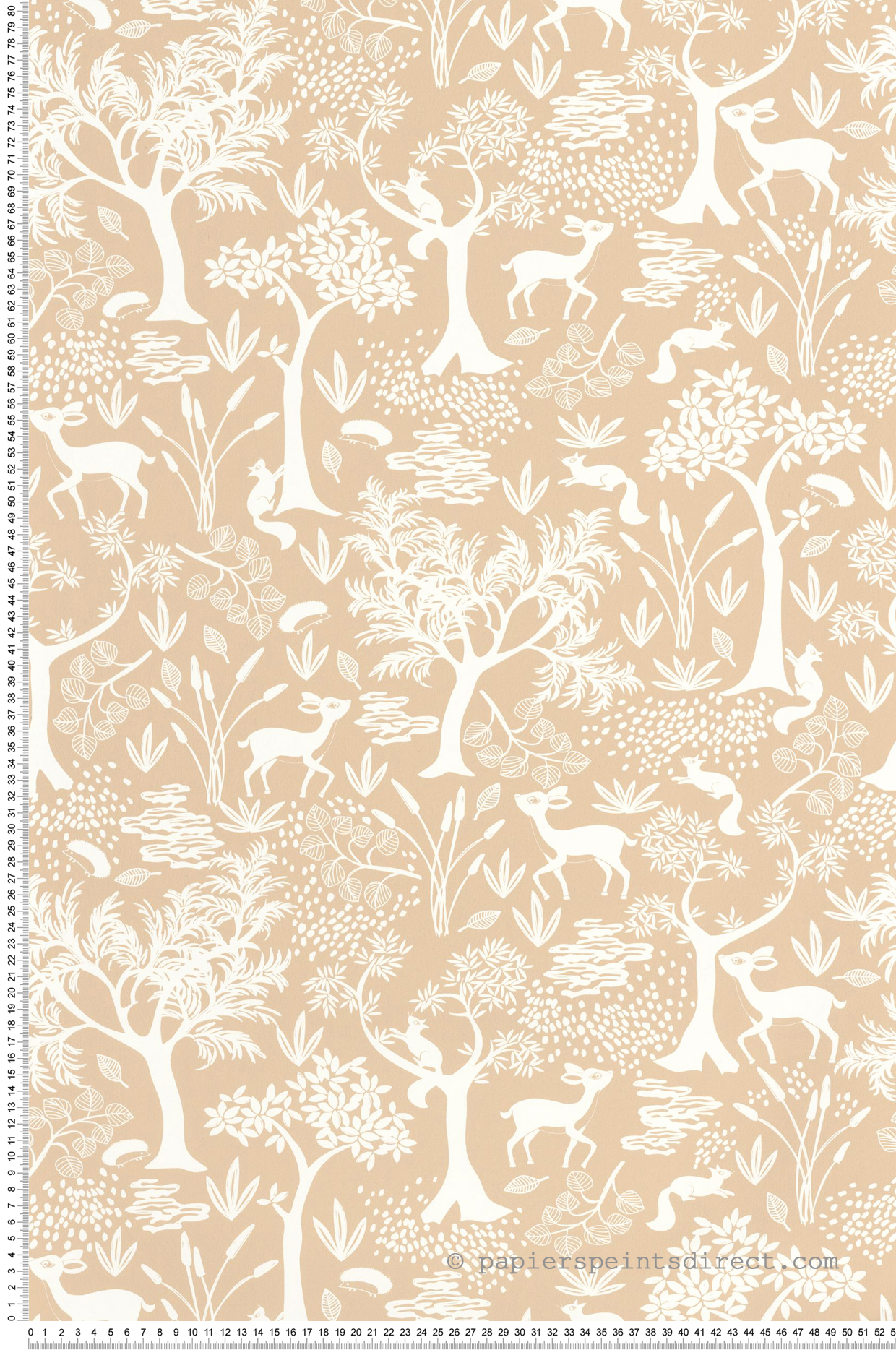 Papier peint Forêt Animaux Poetic beige - Once Upon A Time de Casadéco | Réf. OUAT88262597