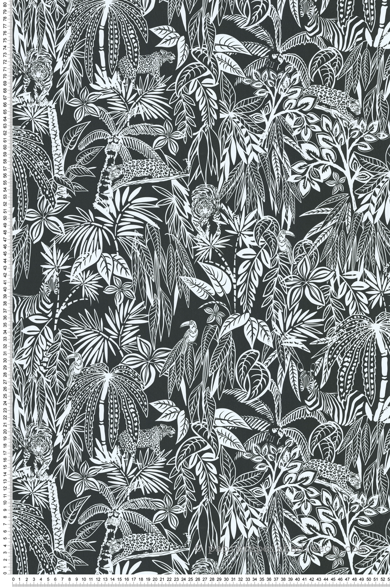 Papier peint Safari Tigre Gravure noir blanc - Les Aventures de Lutèce | Réf. LTC-36240509