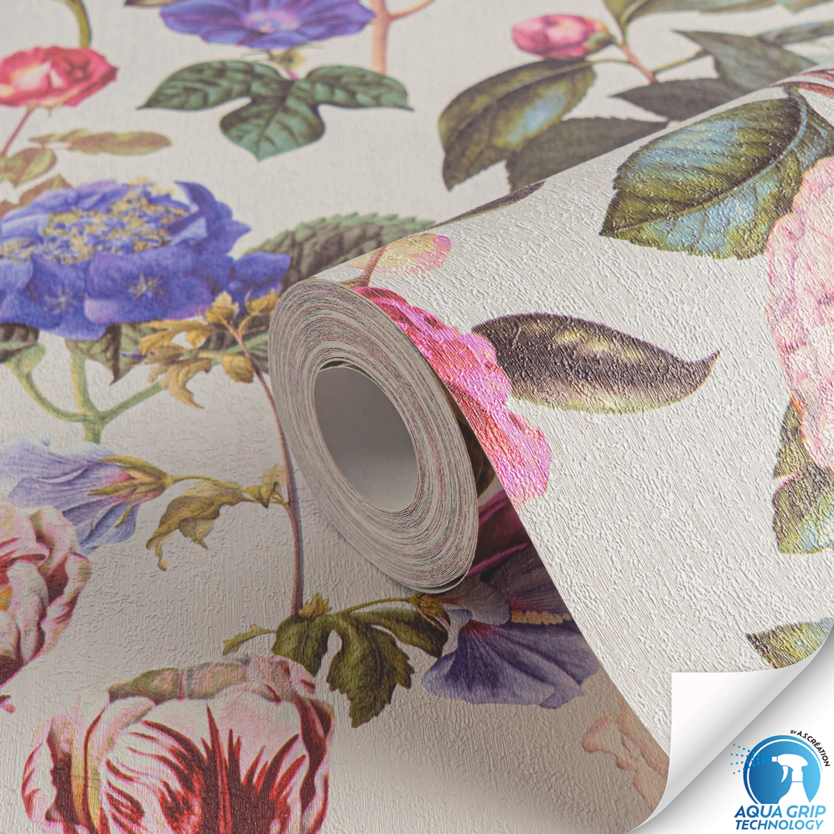 Papier peint préencollé Fleurs Pivoines multicouleurs - Designdrop d'A.S. Création ZOOM ROLL | Réf. AS-784911