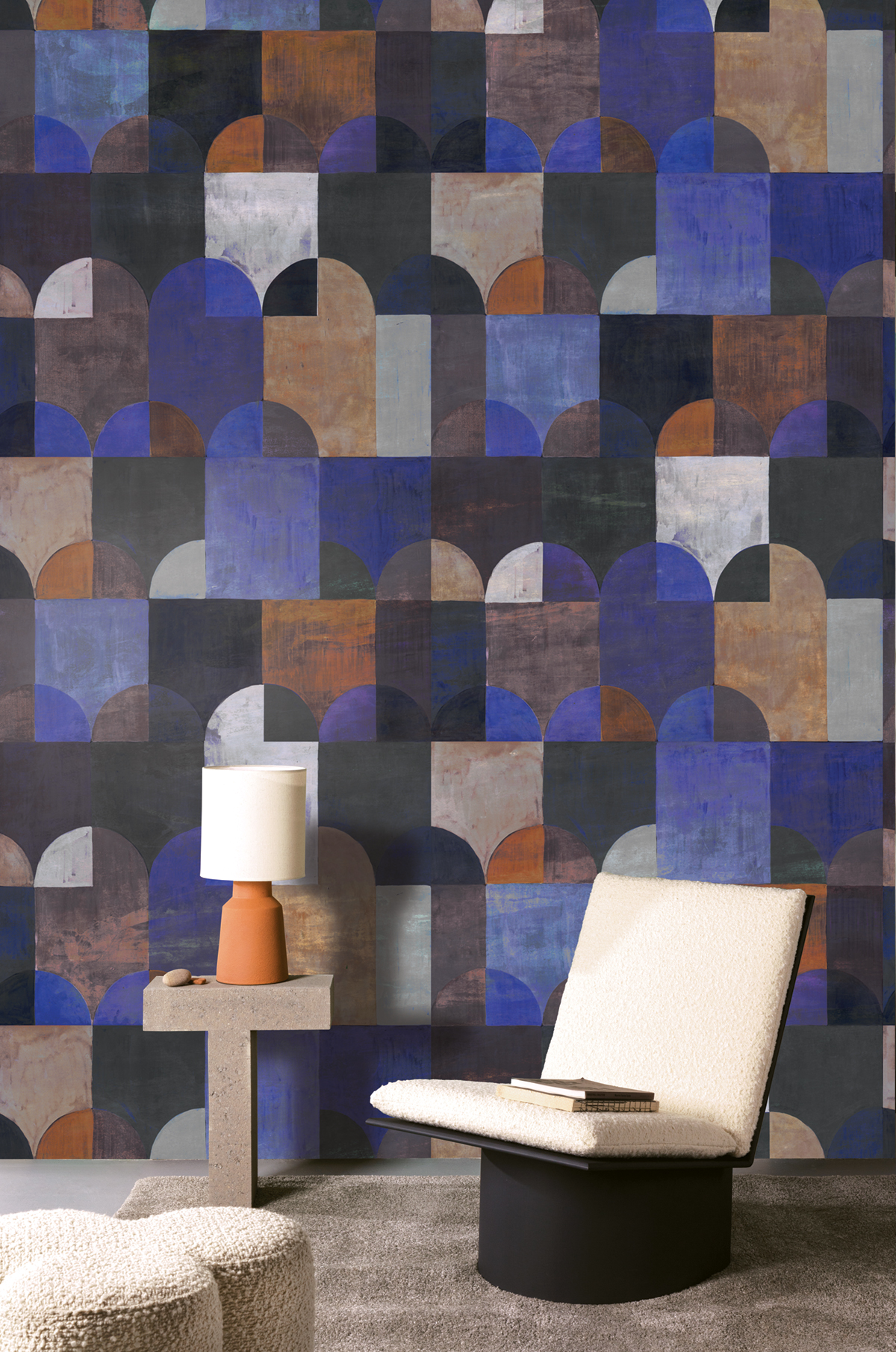 Papier peint panoramique Art Déco Arc bleu roi - B H260 - Wall Designs IV de Masureel | Réf. MAS-DG4ILA2062-260