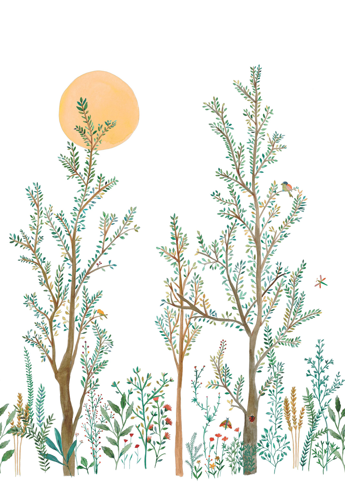 Papier peint panoramique Arbre Morning Walk vert M 200X280 - Pimp My Wall de Casélio | Réf. PMW105200003