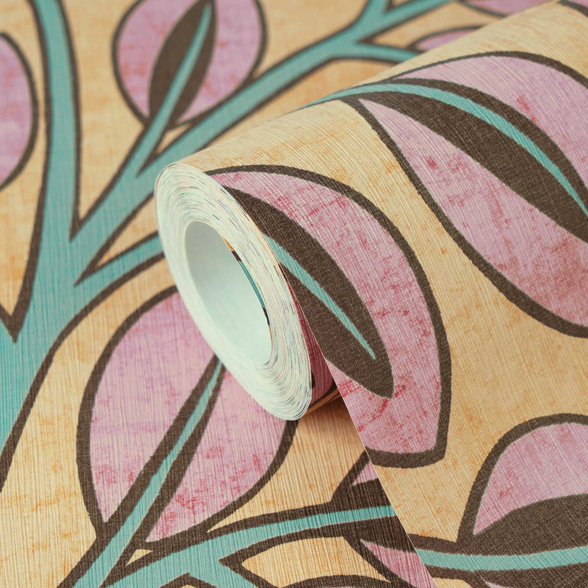 Papier peint Feuille d'Arbre Graphique rose camomille - Nordic Feeling d'A.S. Création ZOOM | Réf. AS-791504