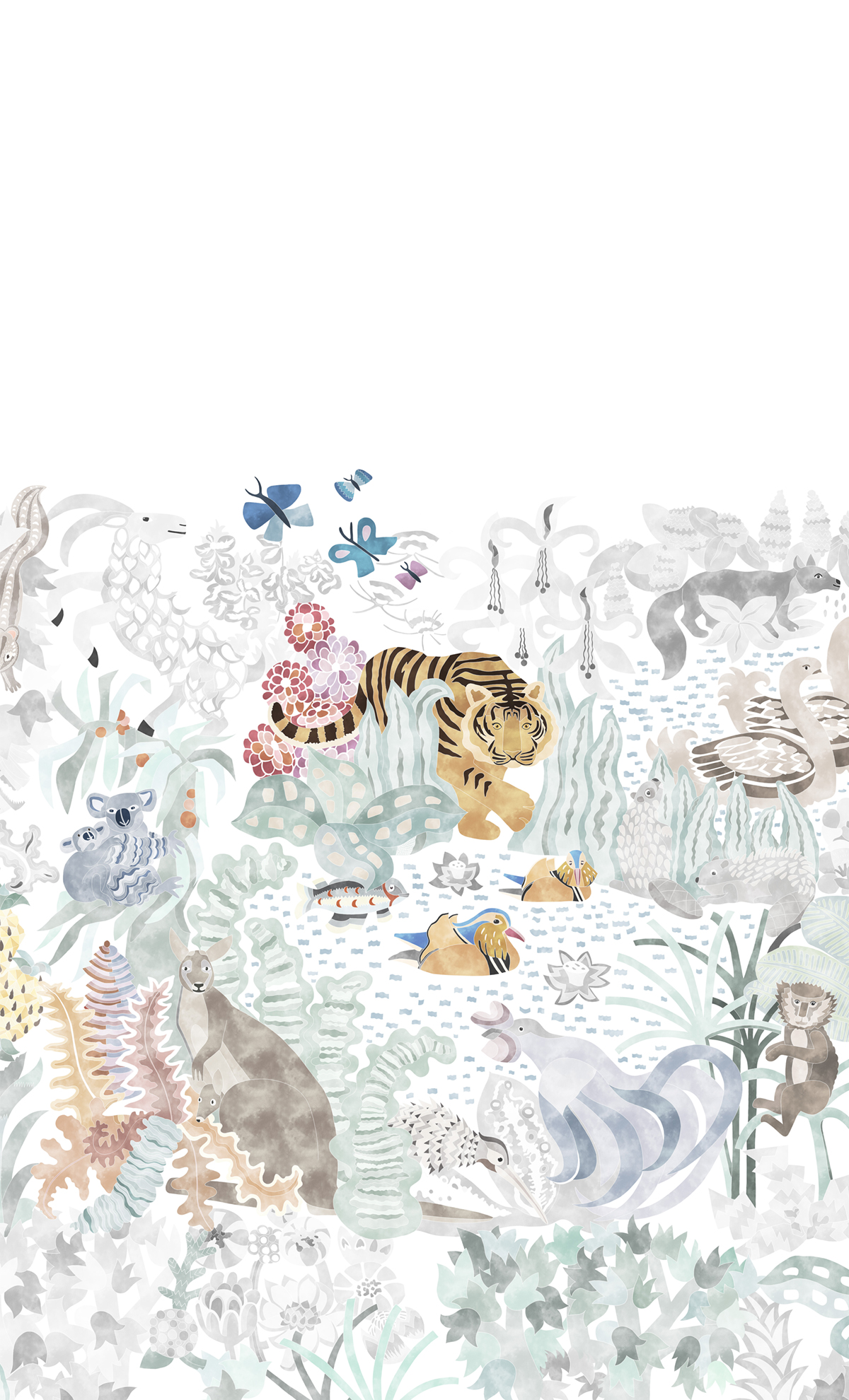 Papier peint panoramique Les 5 Continents Naturel A - 1/2/3/4 - Isidore Leroy