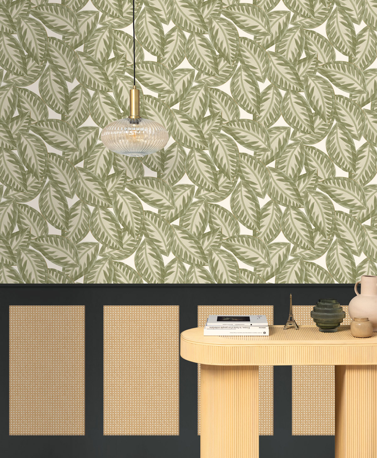 Papier peint Soubassement Cannage en Rotin M anthracite - Reliefs de AMB2 | Réf. RLF106399090