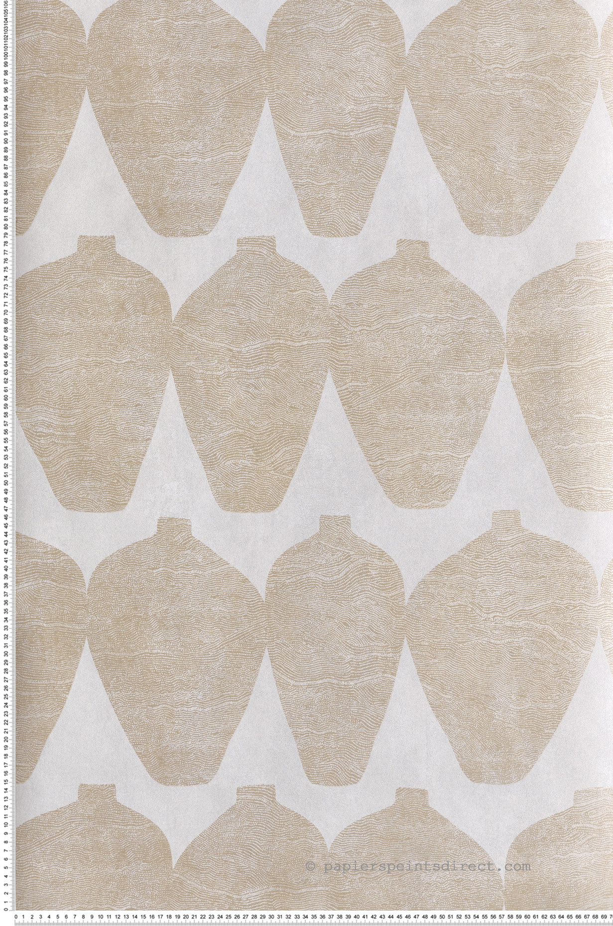 Papier peint Vase Ethnique Hemia beige métallisé - Terra de Masureel | Réf. MAS-TER201
