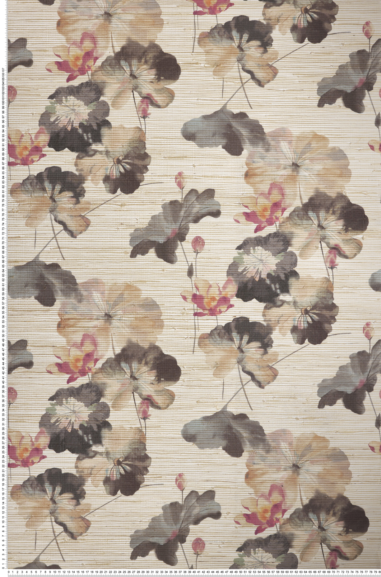 Papier peint Paille Japonaise Nymphéa beige et rose - Willow d'Initiales | Réf. INI-00814301