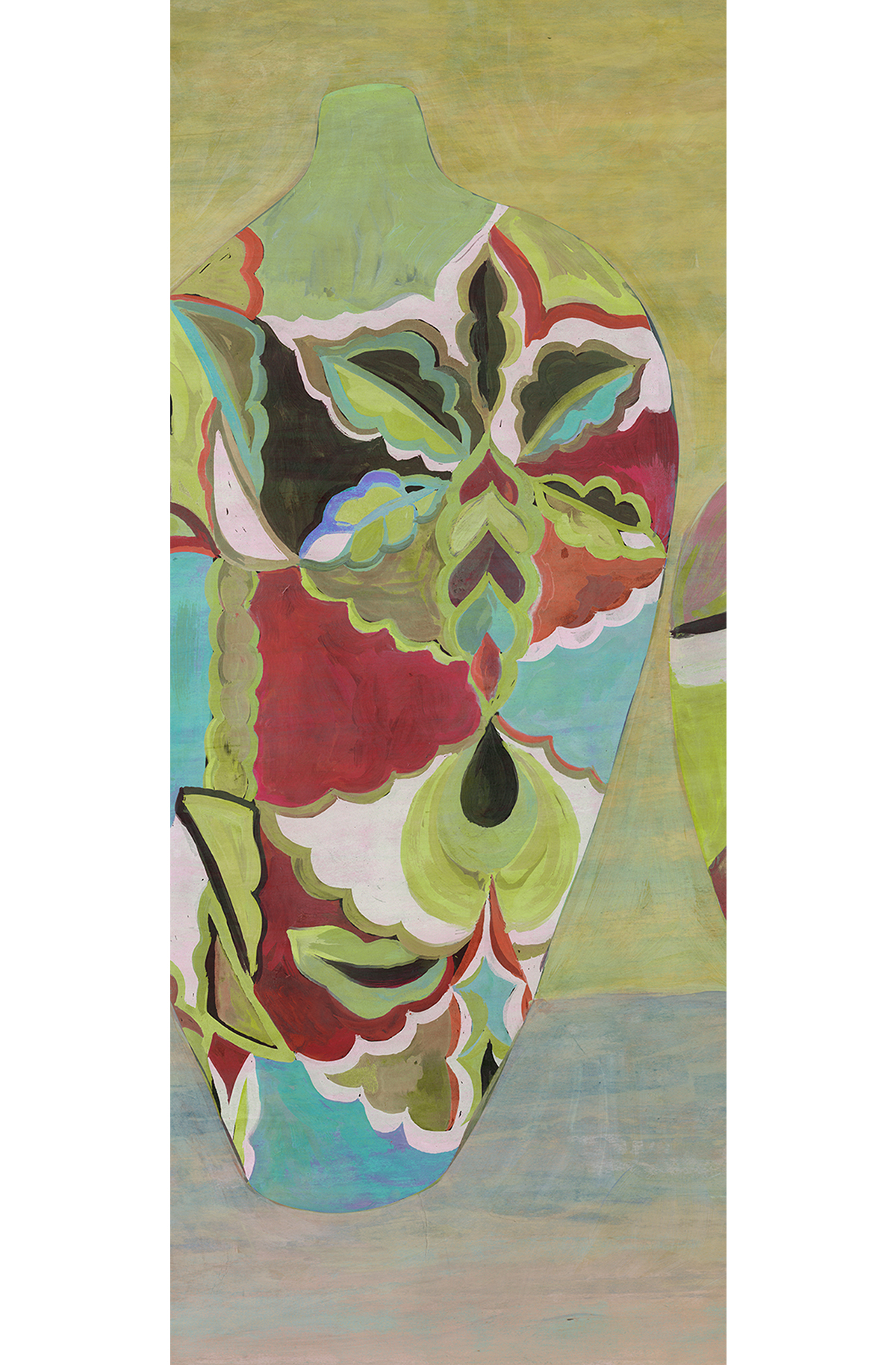 Papier peint panoramique Vase Hiva vert - C H260 - Wall Designs IV de Masureel | Réf. MAS-DG4HIV1023-260