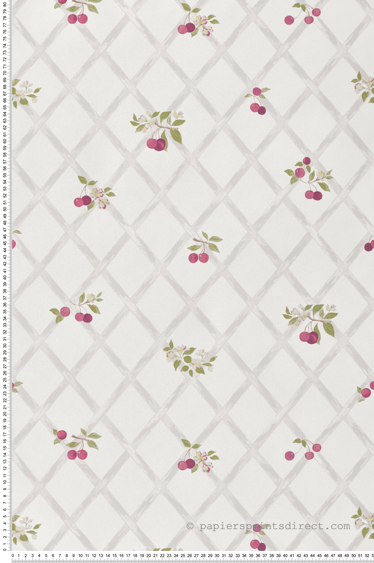 Papier peint Treillis de Cerises violet gris - Cuisines & Bains de Lutèce | Réf. LTC-51230809