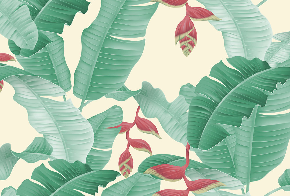 Papier peint panoramique Jungle Bananier Heliconia 1 - Référence DD120205 - Intissé 200g/m2 - Standard 400 x 270