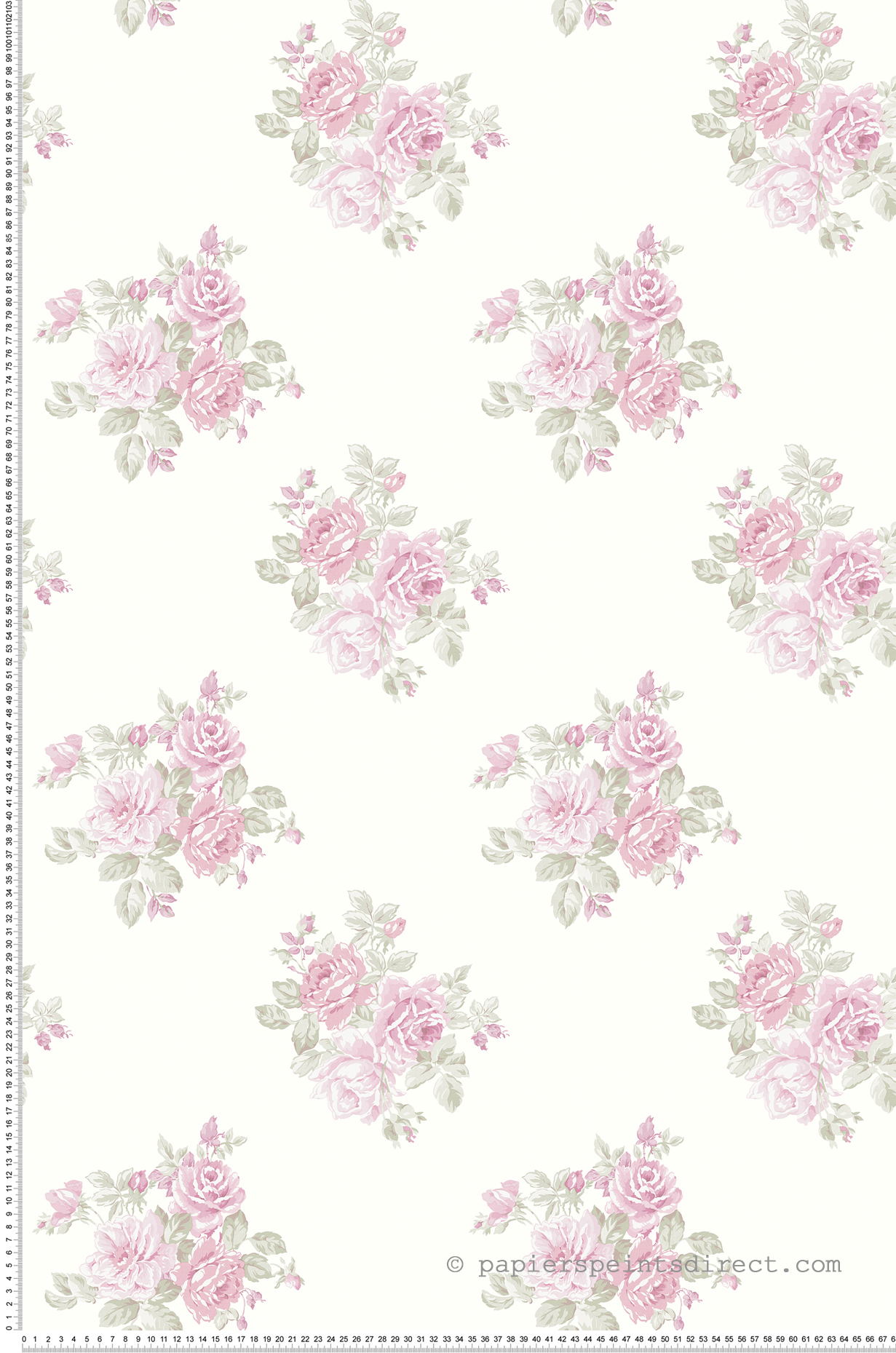 Papier peint Romantique Bouquet Fleuri rose fuchsia - Alice et Rose de Lutèce | Réf. LTC-VI80001