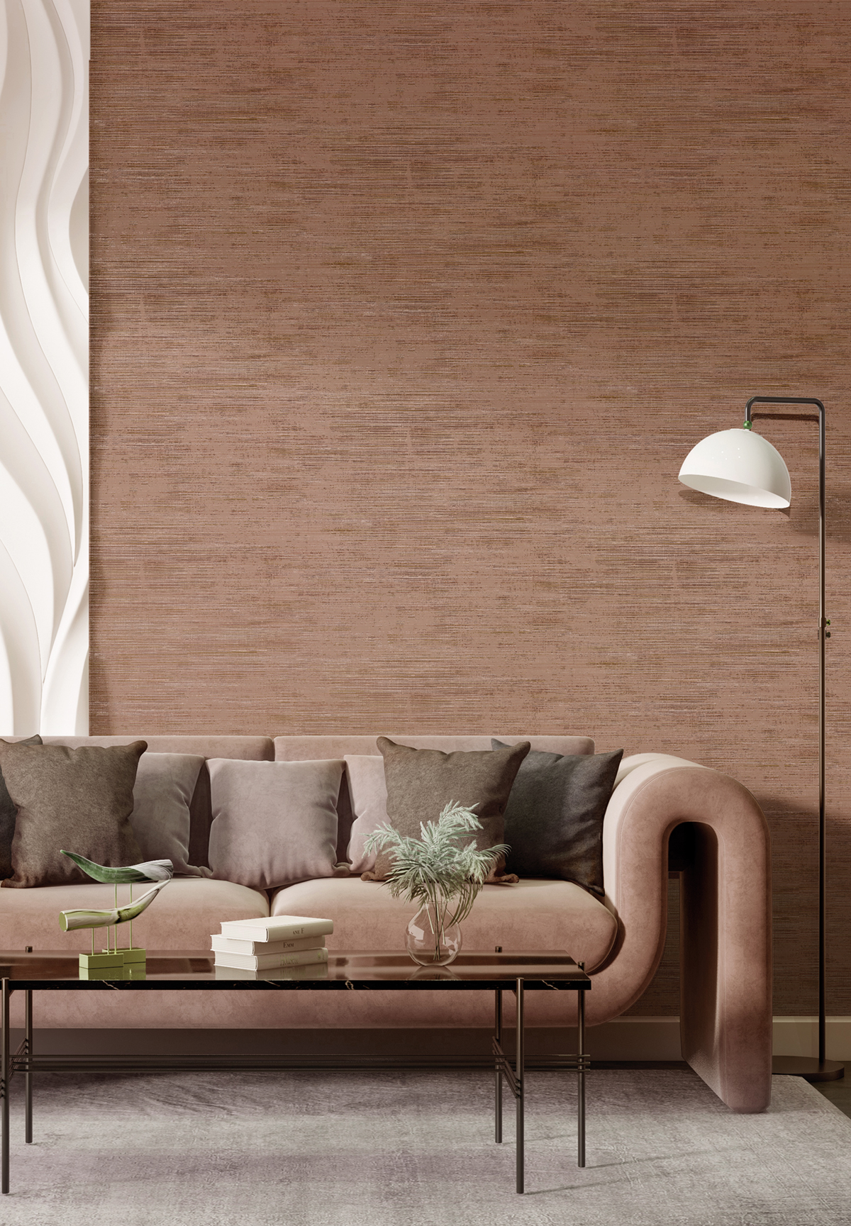 Papier peint Faux Uni Tissu vieux rose - Scala de Montecolino | Réf. MC-28888