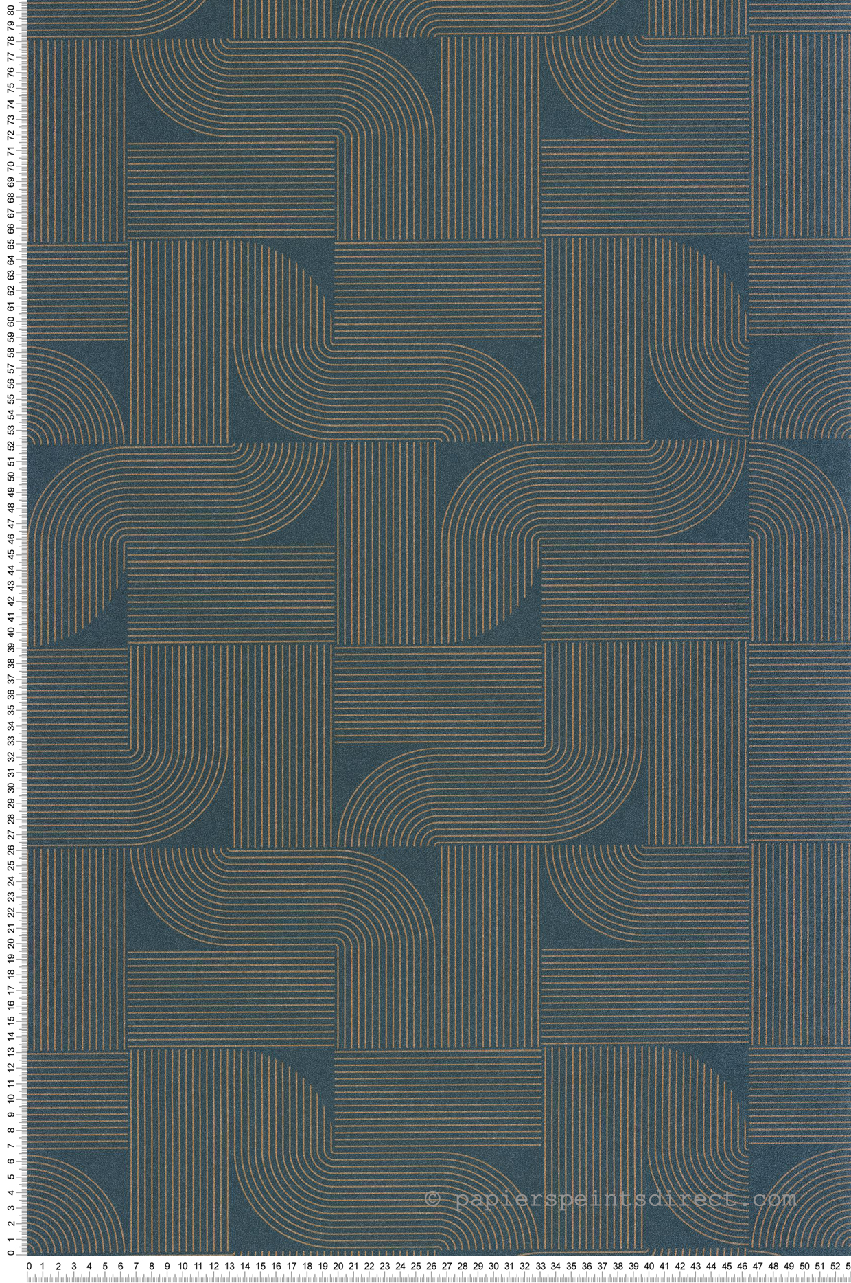 Papier peint Graphique Softness bleu pétrole cuivré - Light de Casélio | Réf. LIG106576040
