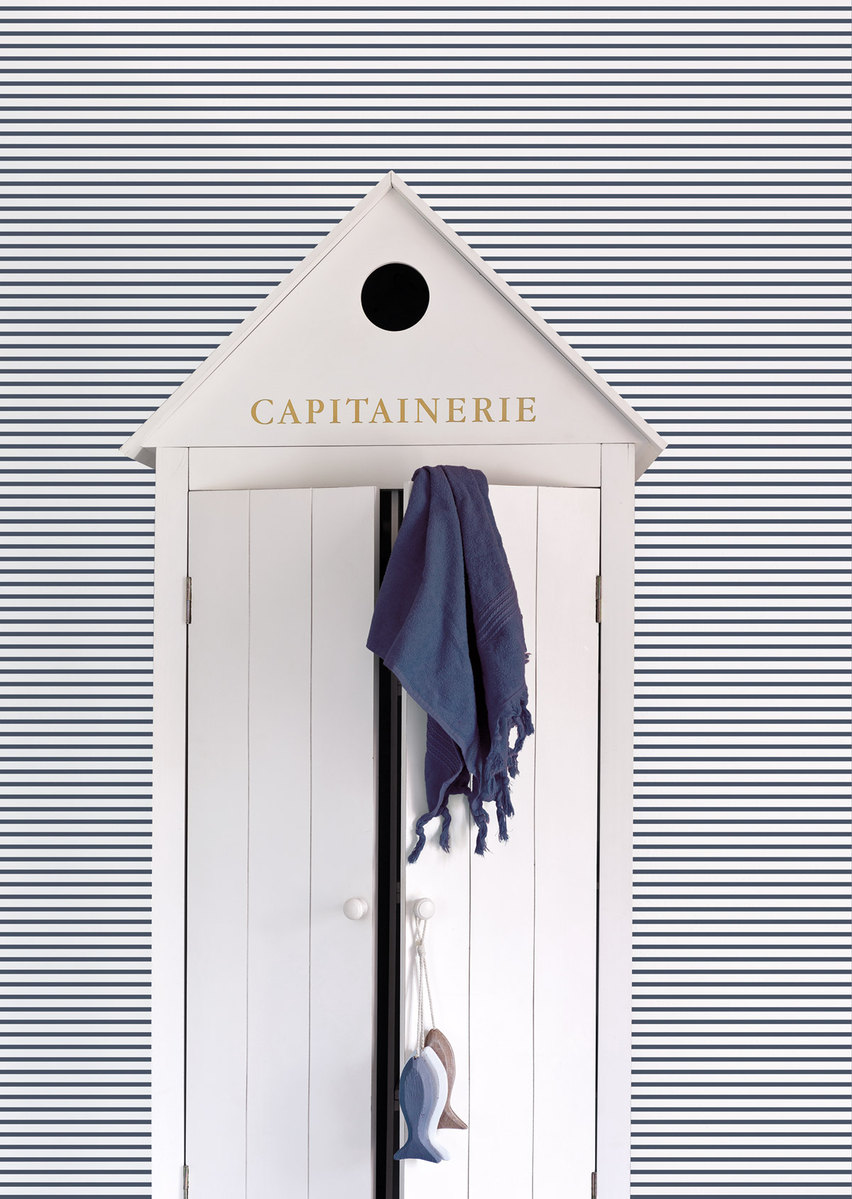 Papier Peint Rayure marinière bleu foncé - Jeux de rayures 2 de Lutèce  | Réf. LTC-G67535