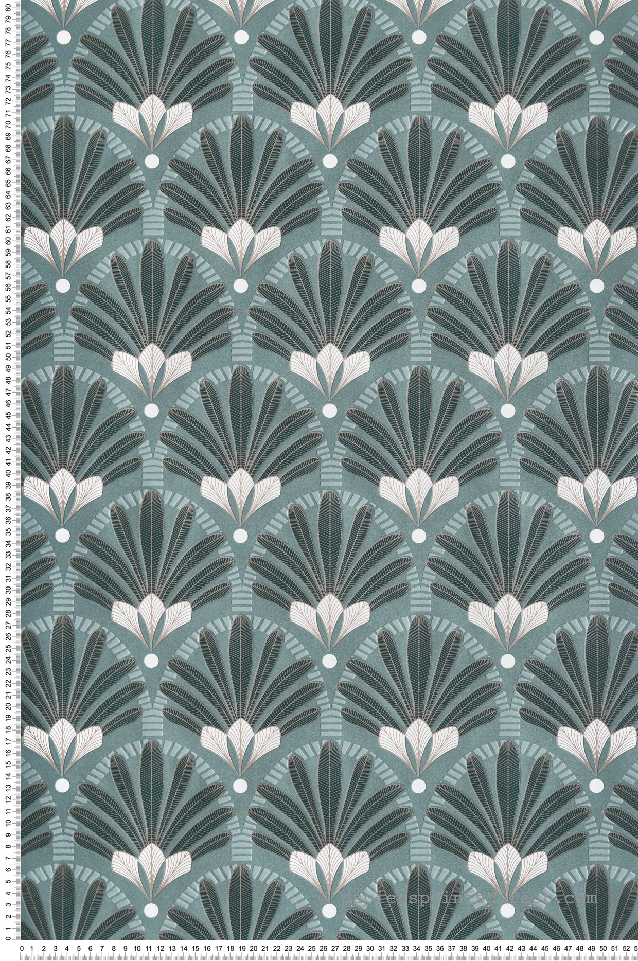 Papier Peint Plumes Art Déco vert canard irisé - Elégance d'Ugépa | Réf. UGP-M53304