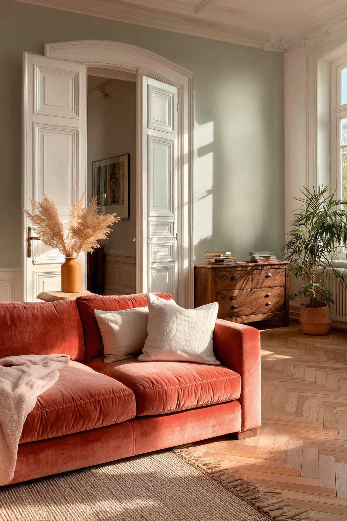 Papier peint Faux Uni Textile vert amande - Vibes & Styles d'A.S. Création | Réf. AS-792024