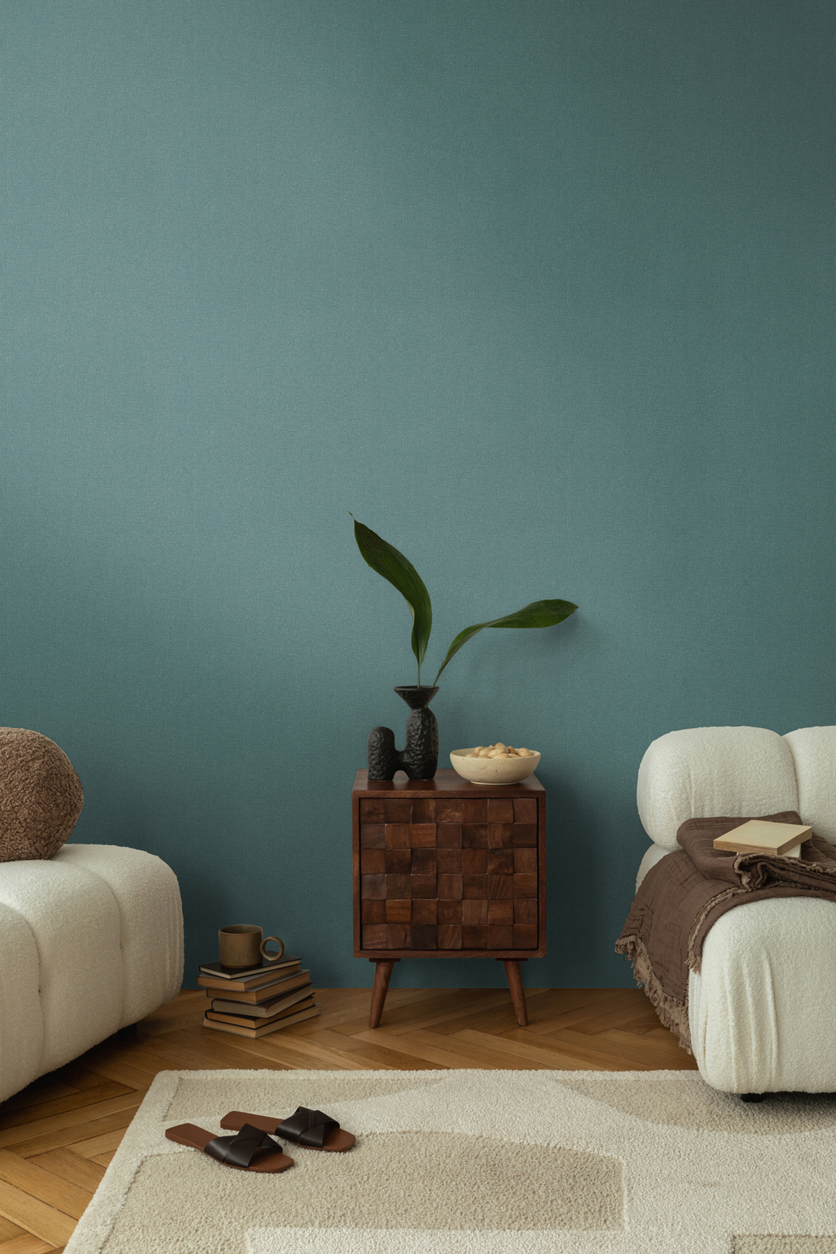 Papier peint Uni Paillette Métallisé vert paon doré - Cosmoliving d'A.S. Création AMB2 | Réf. AS-790655