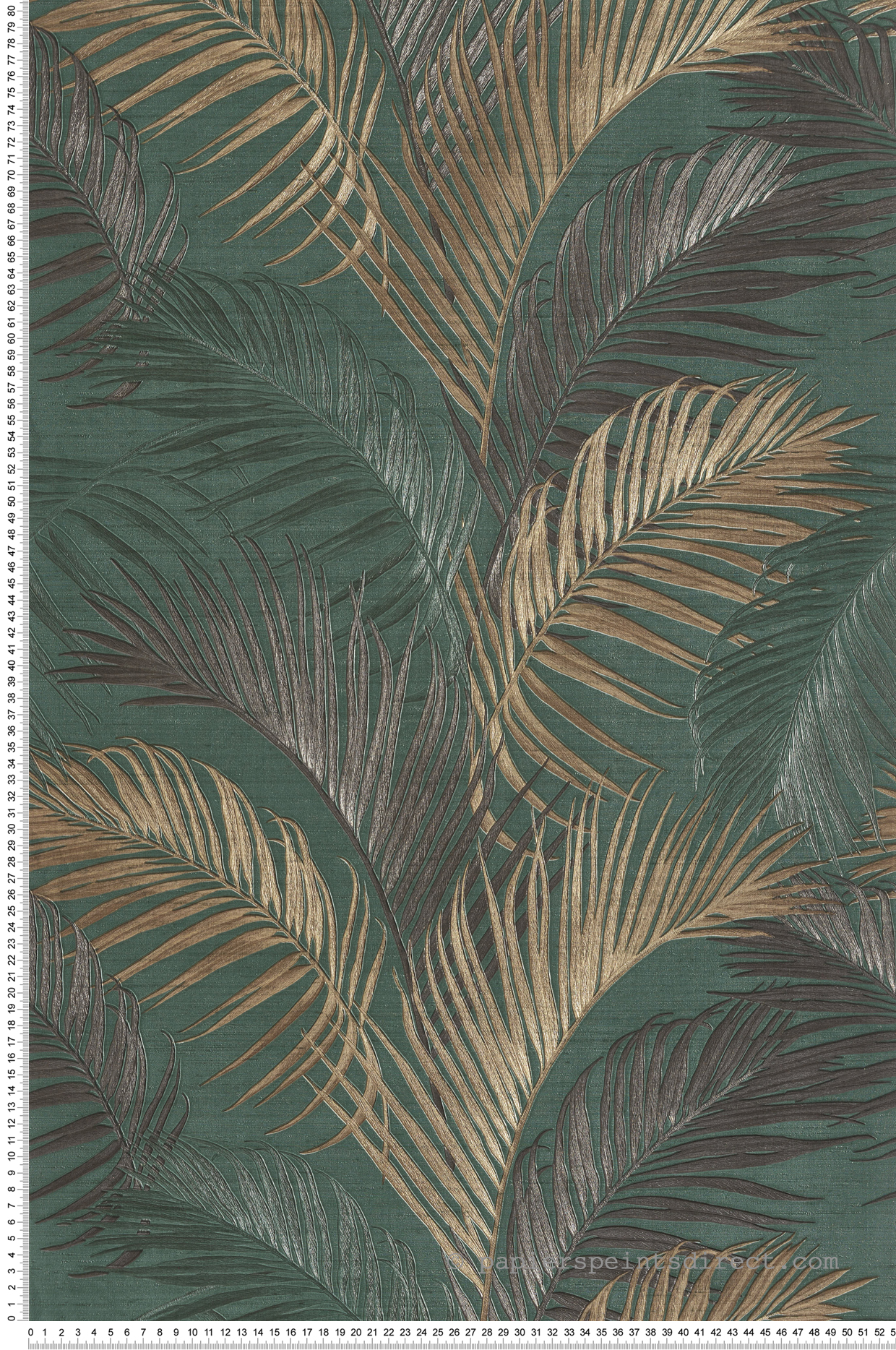 Papier peint Palmes Vintage Relief vert anglais doré - Opera de Montecolino | Réf. MC-OP33317