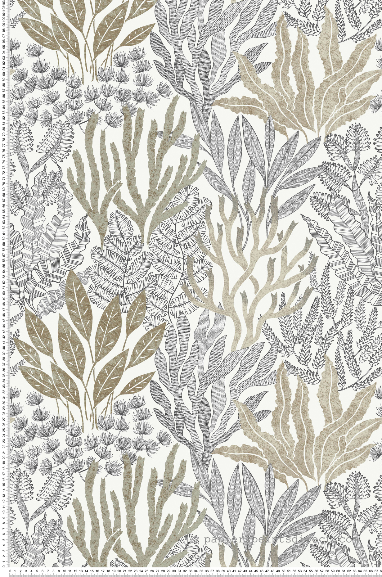 Papier peint Coraux Marin grège - Toiles de York (Initiales) | Réf. INI-RT7802