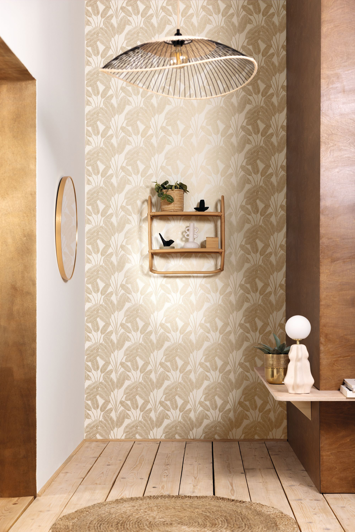 Papier peint Feuille Little Banana blanc doré - Moonlight 2 de Casélio AMB | Réf. MLGT104320247