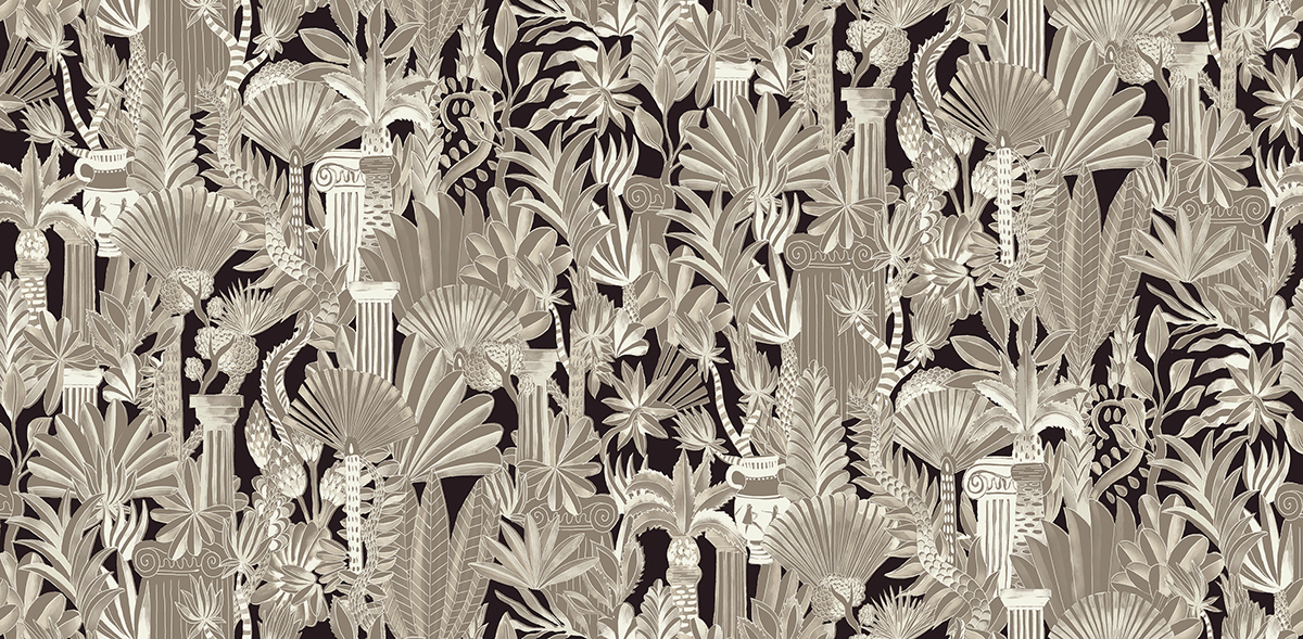 Papier peint panoramique Jungle Antique Trésor beige - A, B, C, D et E H260 - Wall Designs IV de Masureel | Réf. MAS-DG4TRE101X-260