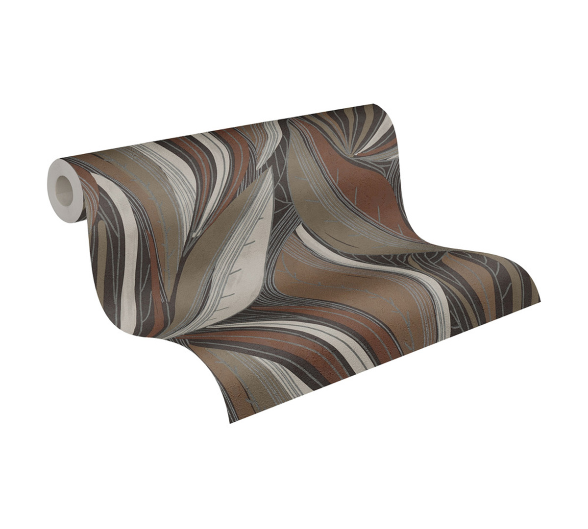 Papier peint Feuille Vague marron argenté - Metropolitan Stories 4 Hot Spots d'A.S. Création AMB4| Réf. AS-786553