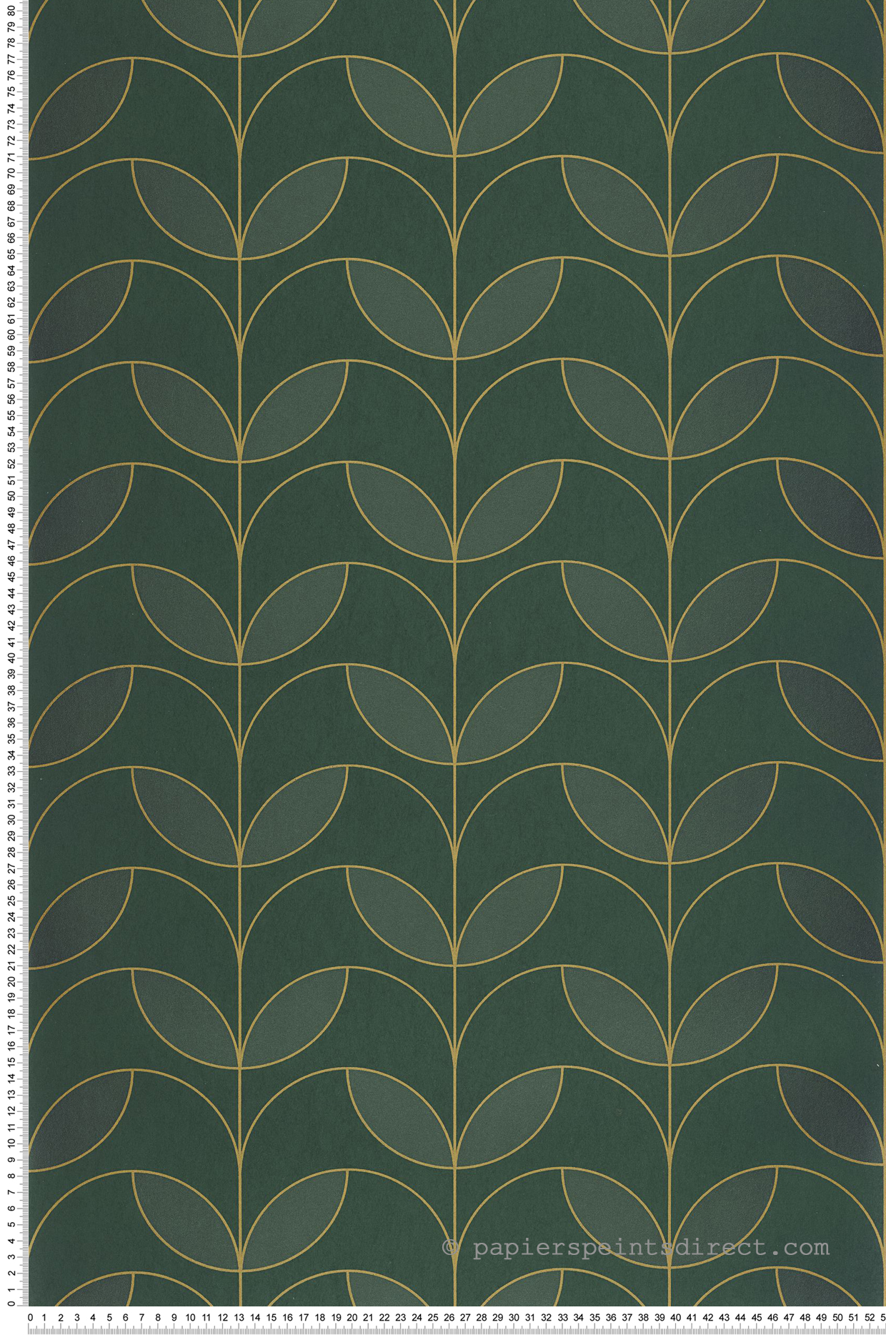 Papier peint Tulipe Art Déco Mistinguett vert empire - Années Folles de Casadéco | Réf. ANFO201027682