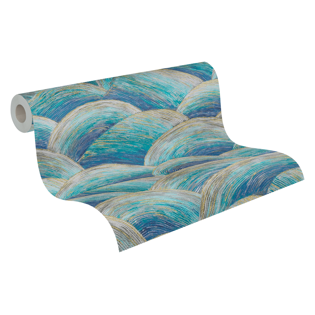 Papier peint Vagues Zoé bleu doré - Metropolitan Stories 3 d'A.S. Création AMB4 | Réf. AS-391051
