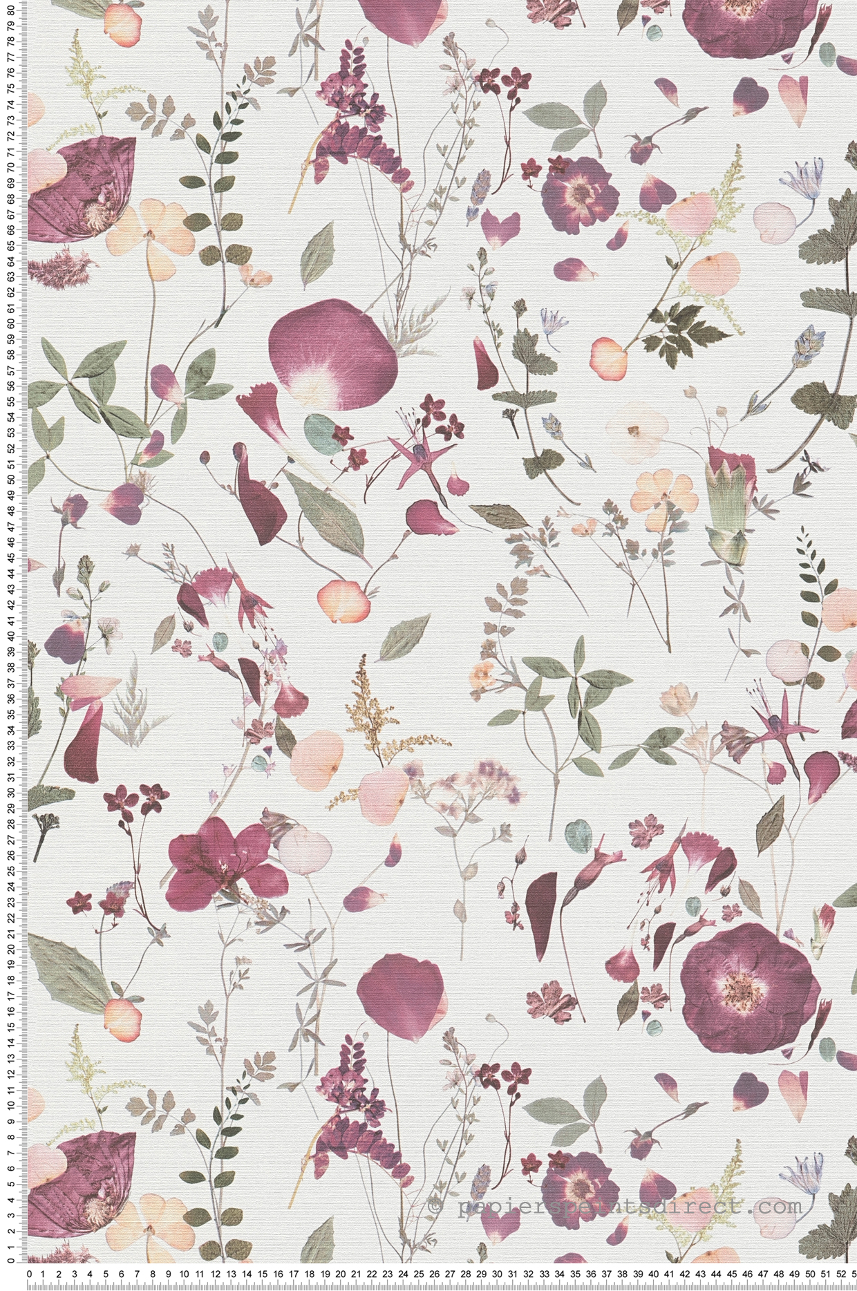 Papier peint Herbier Romantic blanc prune - Aquarell Dreams d'A.S. Création | Réf. AS-397461