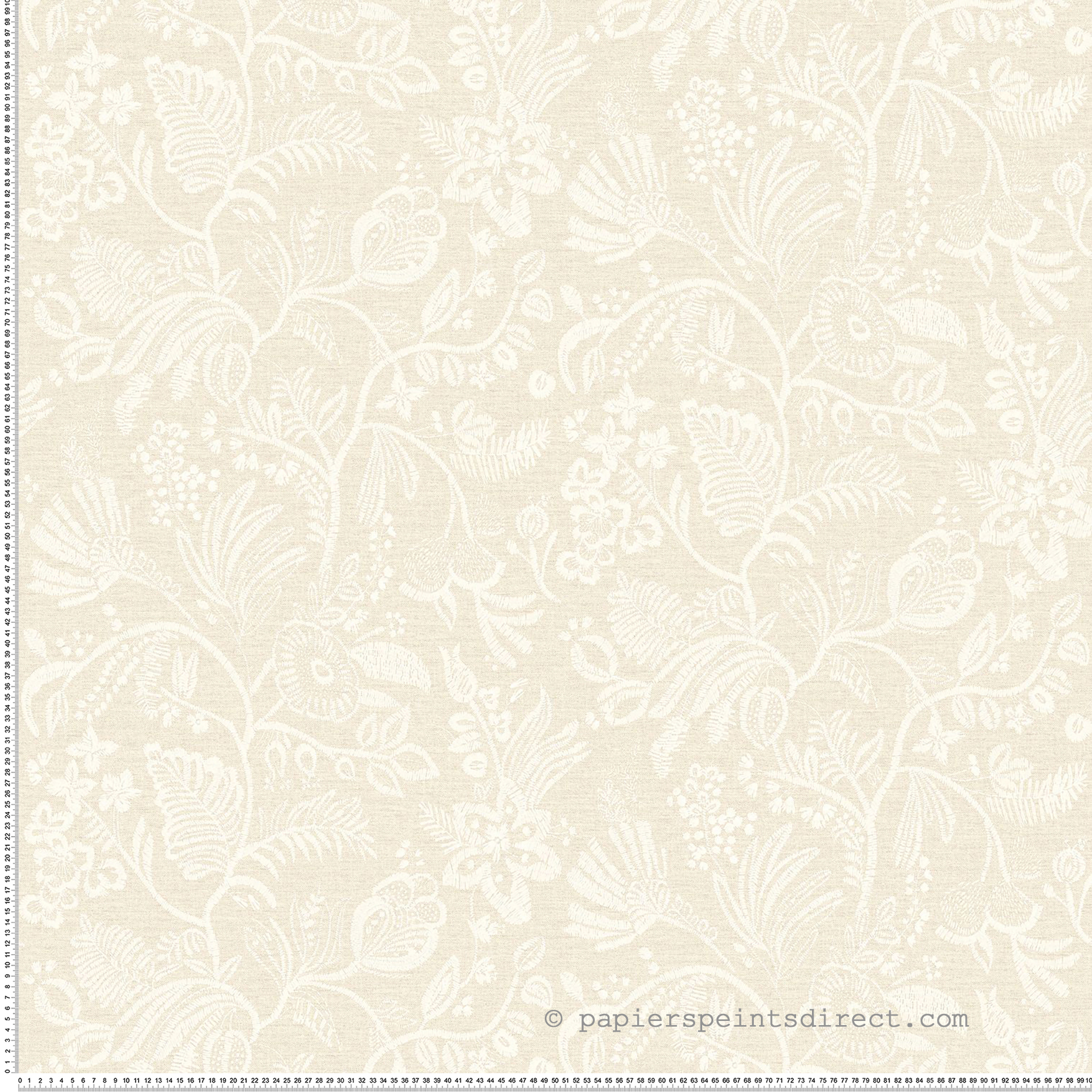 Papier peint Brodé Floral Pastel ivoire - Broderies de Casamance | Réf. CAS-76960100