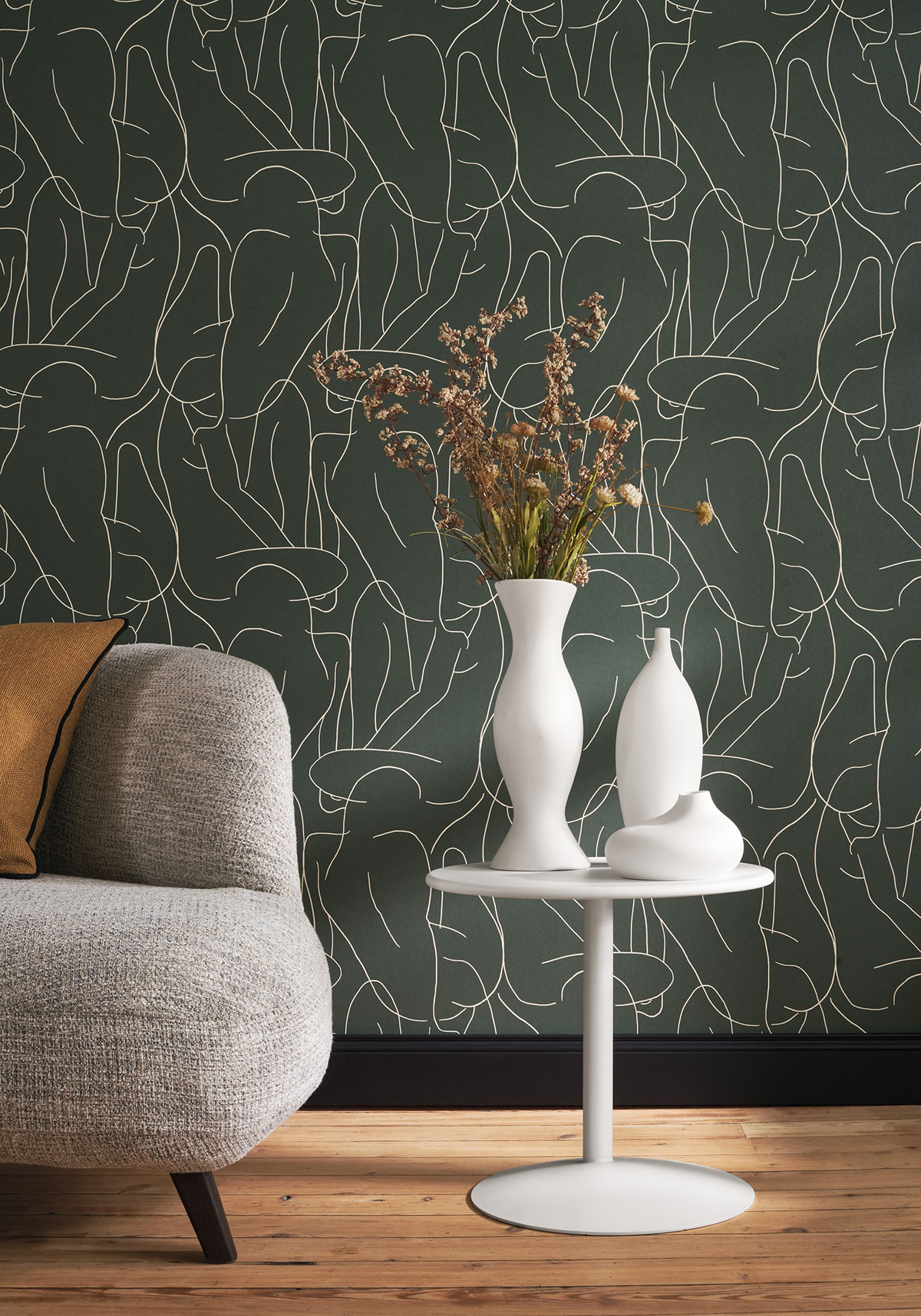 Papier peint Modèle Vivant vert et écru - Gallery de Casadéco AMB2 | Réf. GLRY86107321