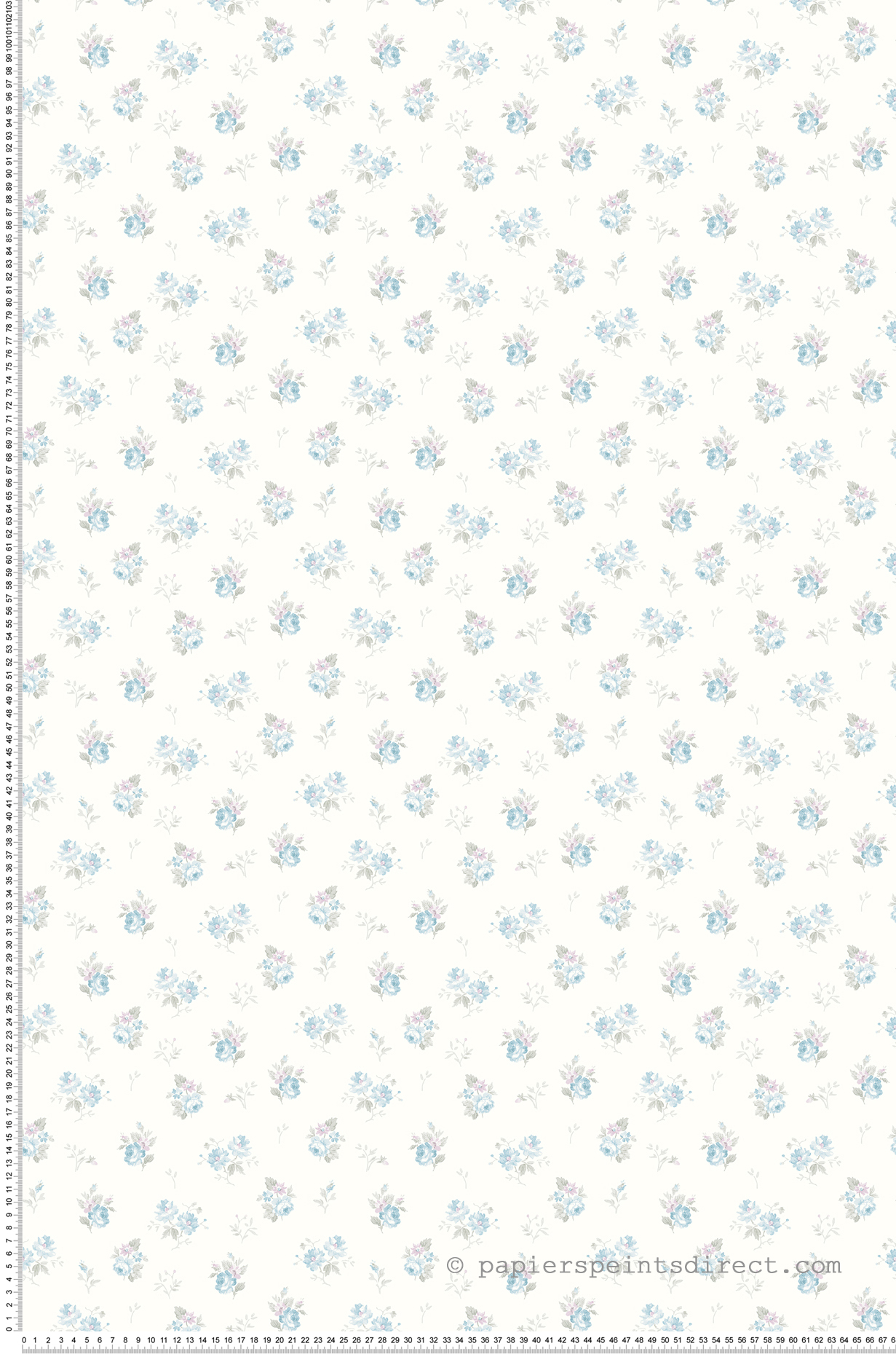 Papier peint Petits Bouquets Fleurs bleu - Alice et Rose de Lutèce | Réf. LTC-VI82102
