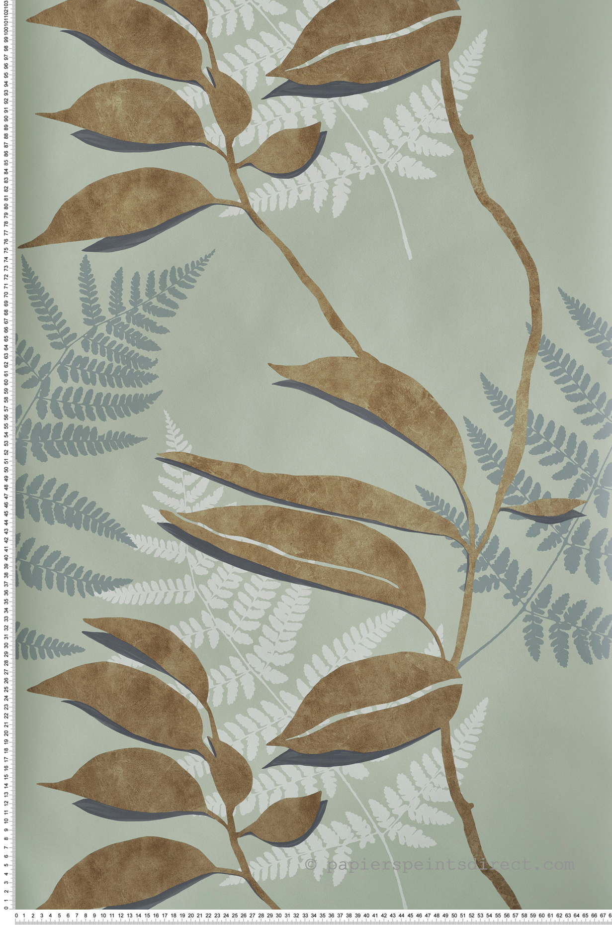 Papier peint Feuille d'Or Mordoré sauge - Folium de Osborne & Little | Réf. OSB-W7331-03