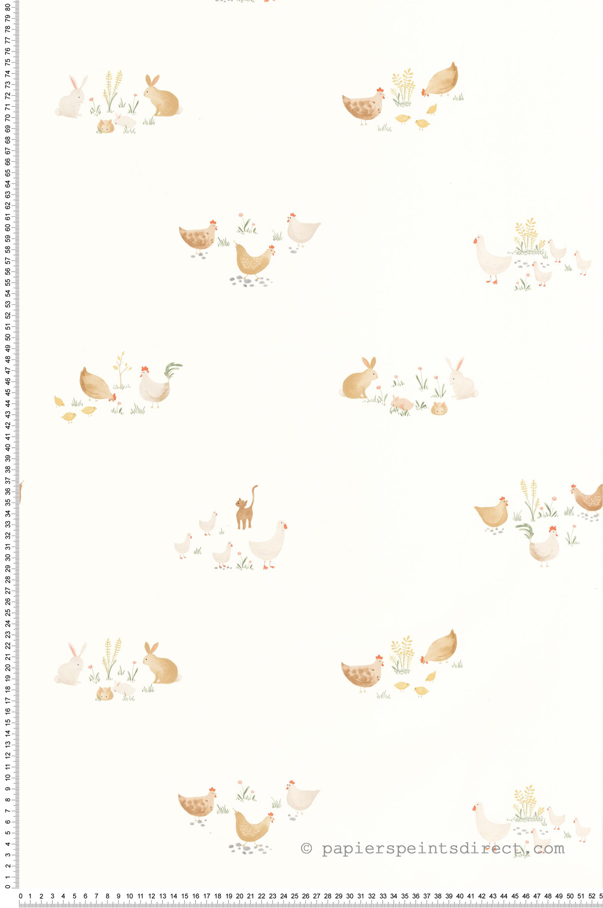 Papier peint Animaux Lapin Poule beige - Once Upon A Time de Casadéco | Réf. OUAT88372658