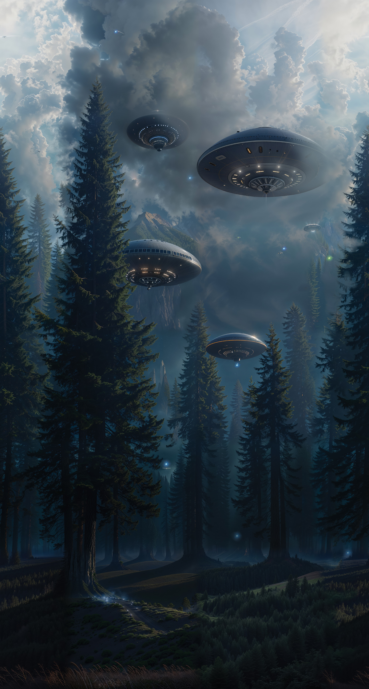 Papier peint Panoramique Ovni Alien Espace bleu - Les Aventures de Lutèce | Réf. LTC-27240509