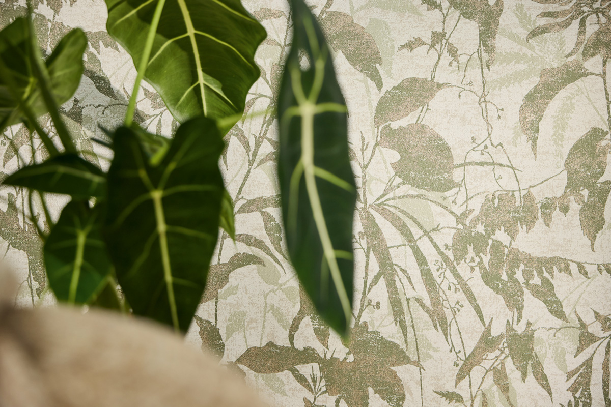 Papier peint Végétaux Jungle vert sauge doré - Metropolitan Stories 4 Hot Spots d'A.S. Création AMB3| Réf. AS-782031
