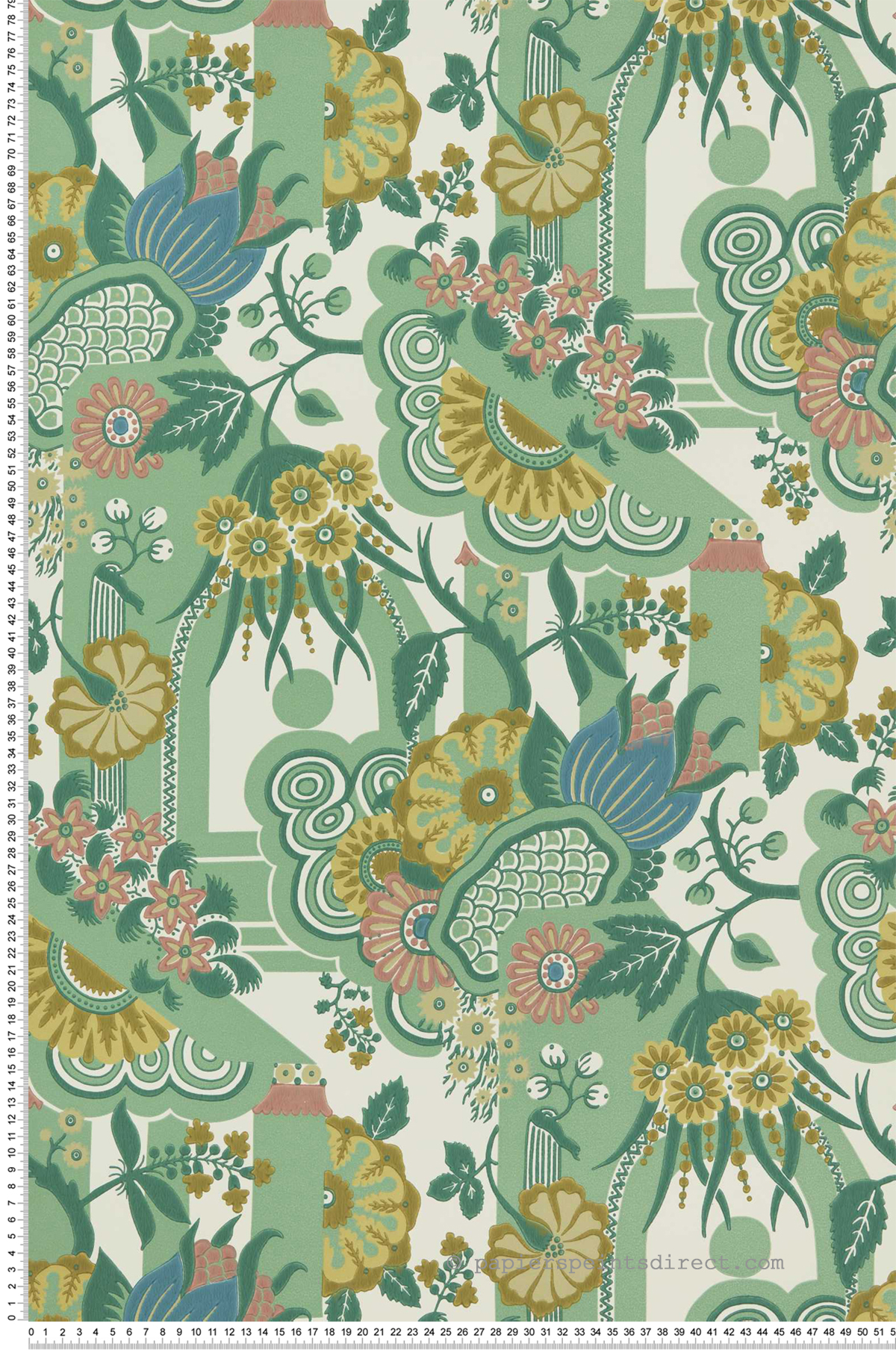 Papier peint Pineapple Garden vert tilleul - V&A Decorative Papers II d'Initiales | Réf. INI-2412-175-02