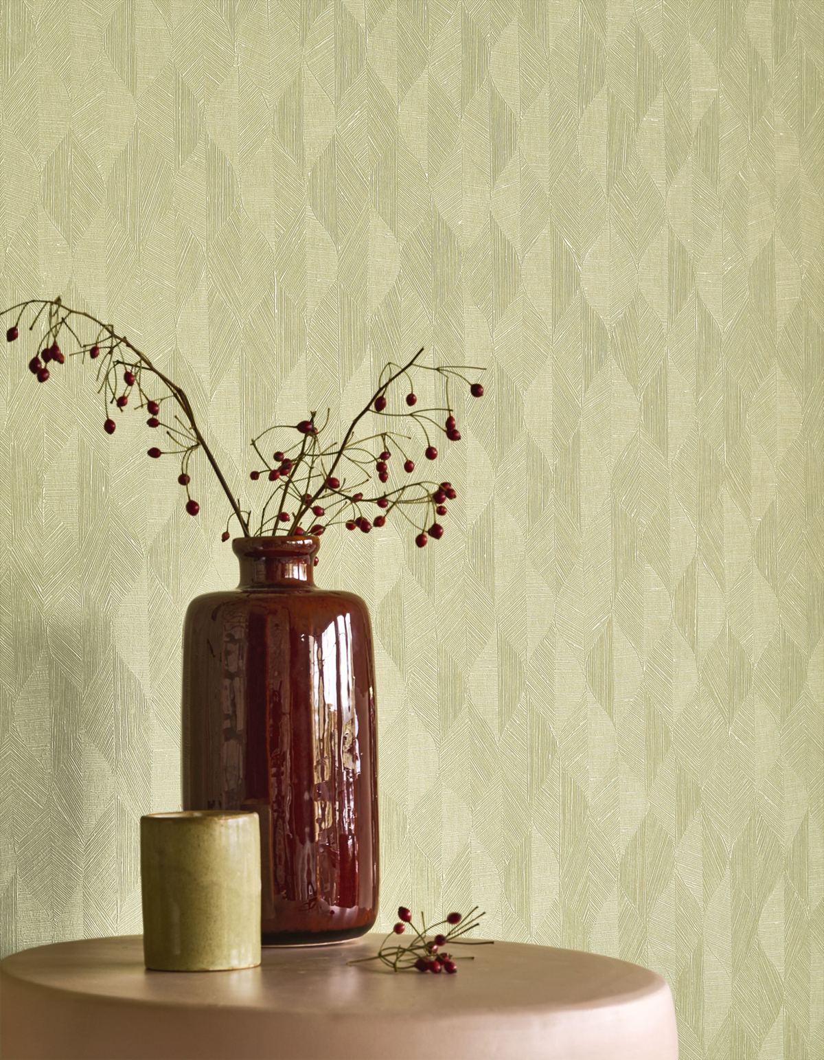 Papier peint Feuille Art Déco Tarrazu vert amande - Vegetals de Casadéco AMB2| Réf. VEGE201277227