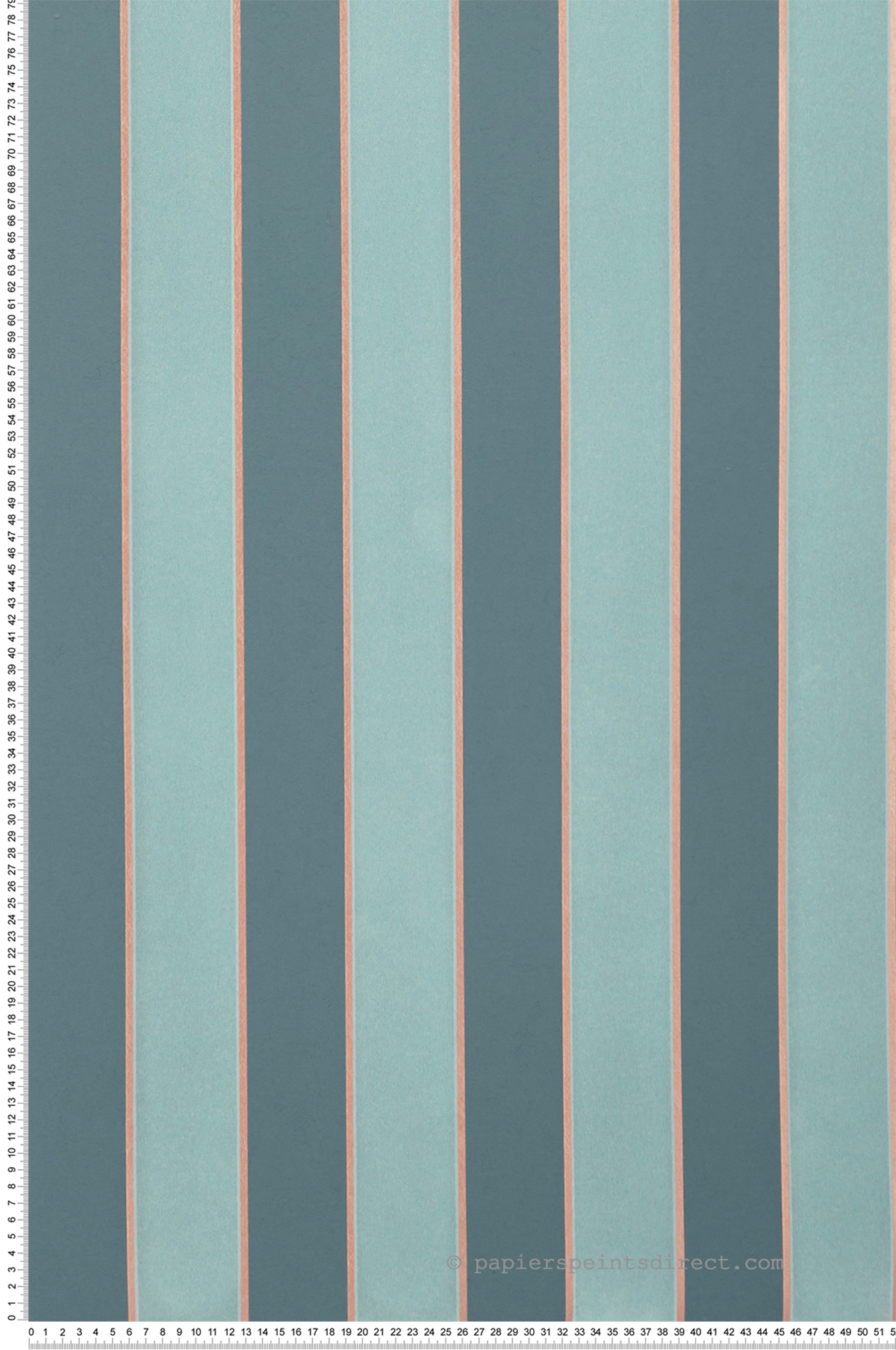 Papier peint Rayure Velours vert d'eau cuivré - Regency Stripe d'Osborne & Little | Réf. OSB-W7780-07