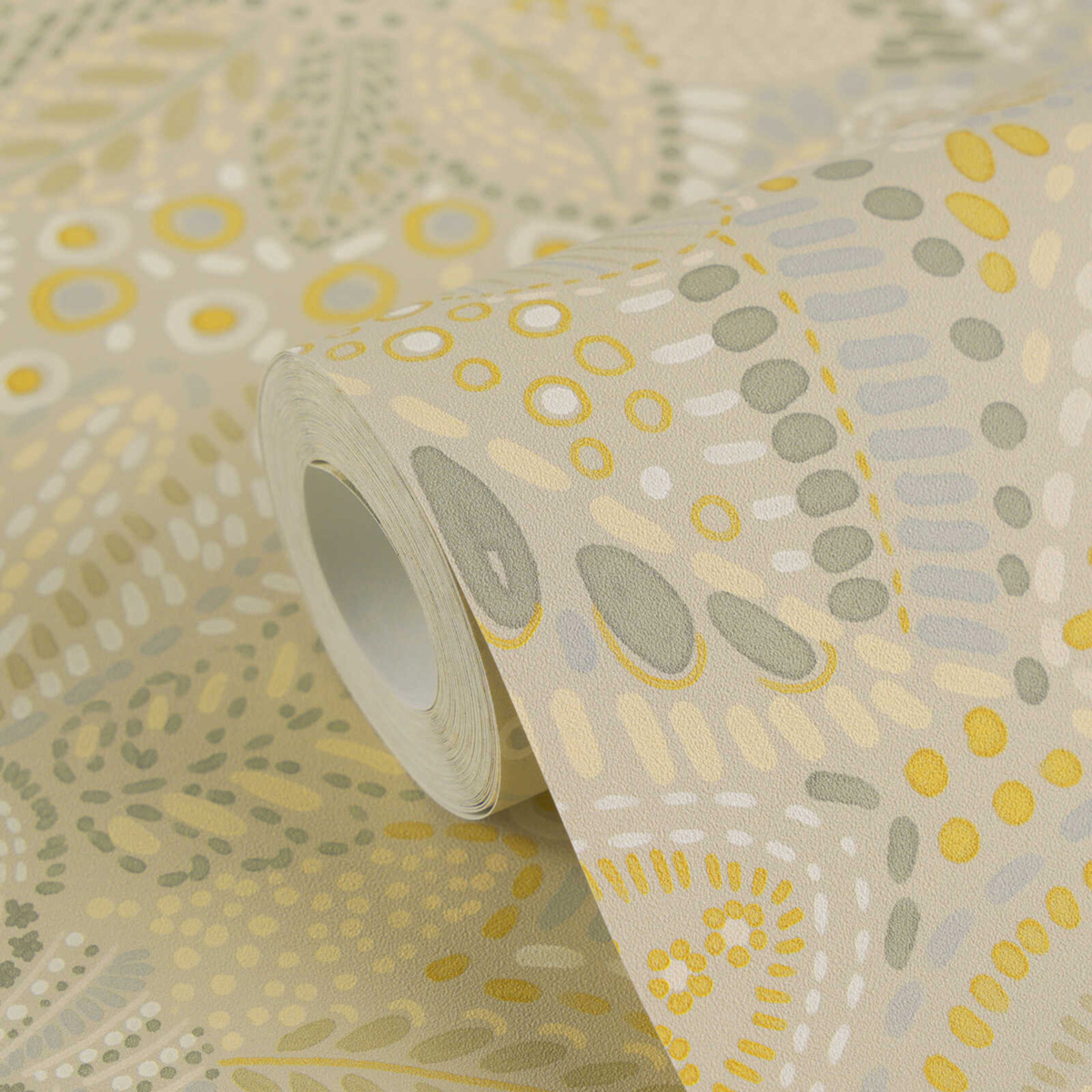 Papier peint Végétaux Mosaica beige moutarde - Cuba 2 d'A.S. Création ROLL | Réf. AS-780254