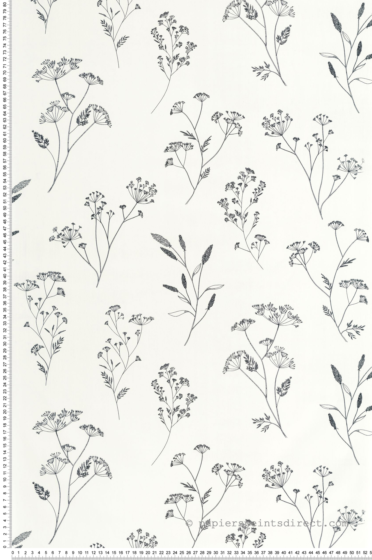 Papier peint Fleur Little Graminea noir et blanc - Art of Botany de Casélio | Réf. AOB106680928