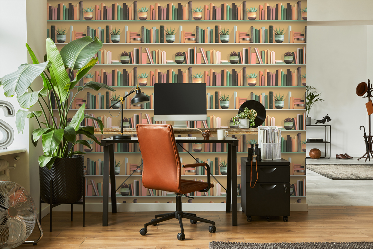 Papier Peint Bibliothèque Plante jaune - Artifice d'Ugépa | Réf. UGP-M79505