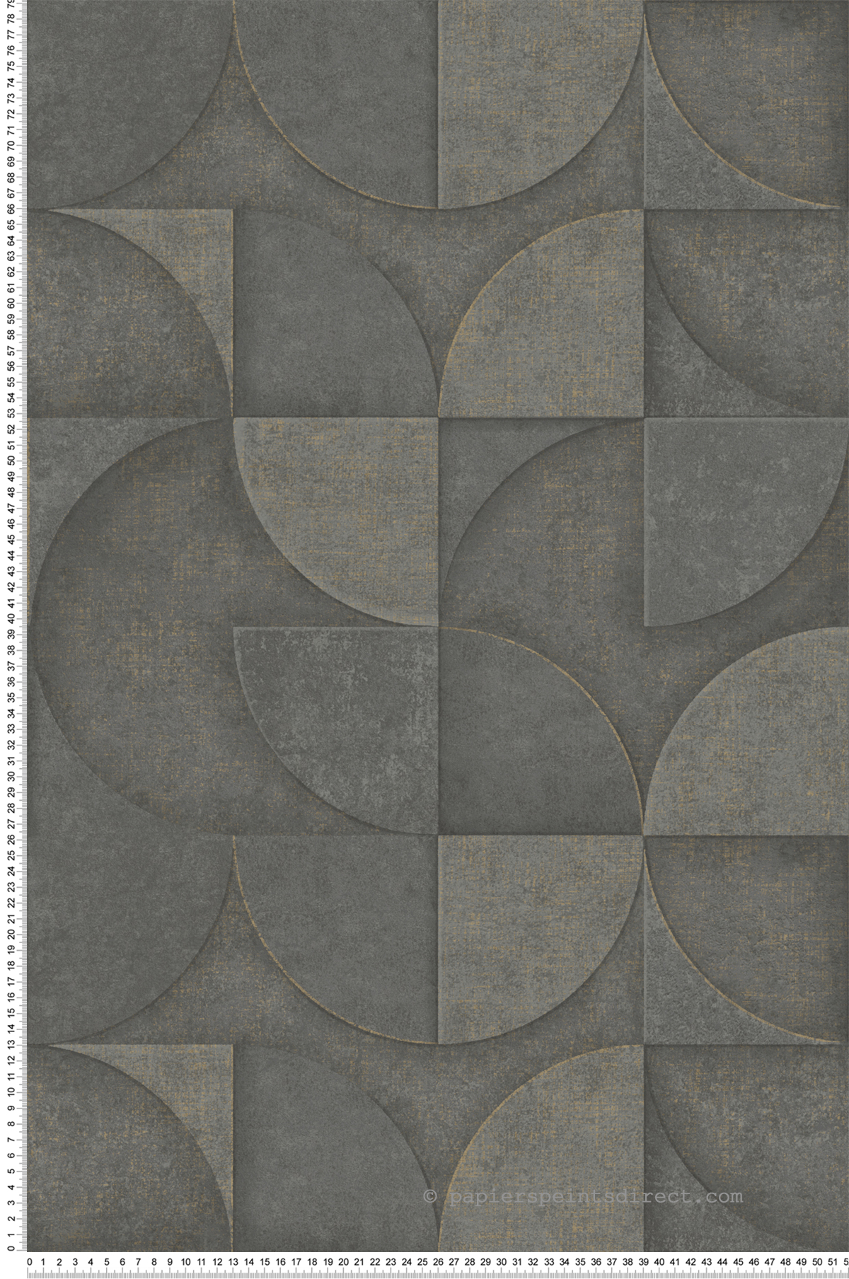 Papier peint Cercle 3D Minéral Addison anthracite doré - Harry de Lutèce | Réf. LTC-DL26750